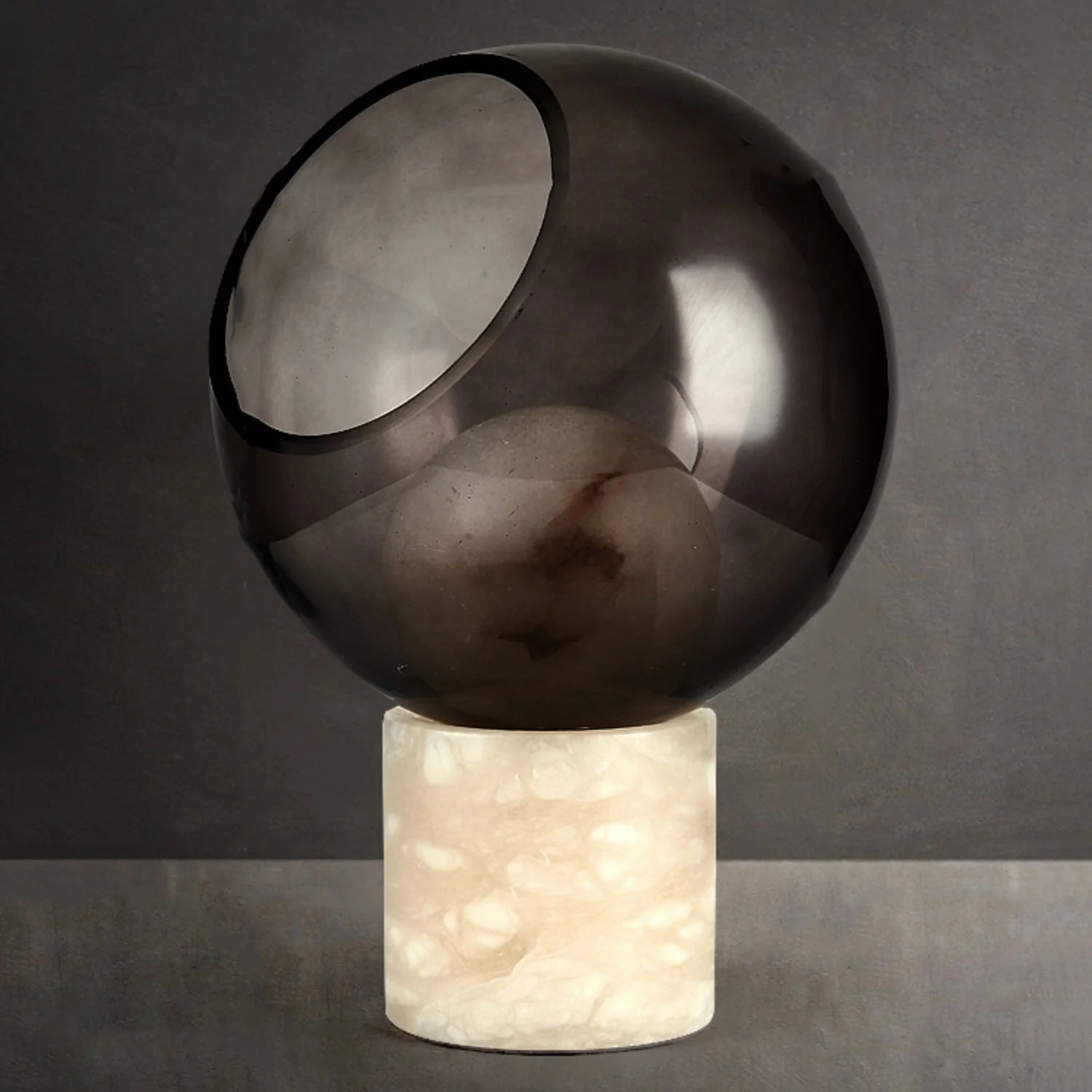 Mortentini Modern Smoked Glass  Alabaster Table Lamp - Image 4
