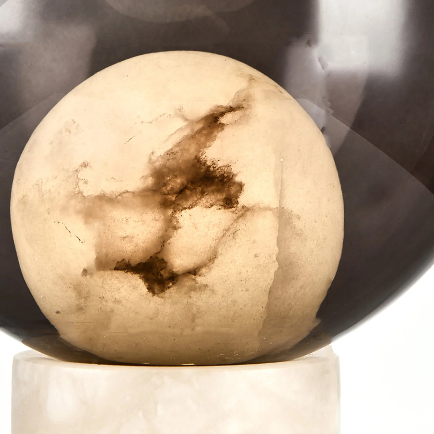 Mortentini Modern Smoked Glass  Alabaster Table Lamp - Image 5