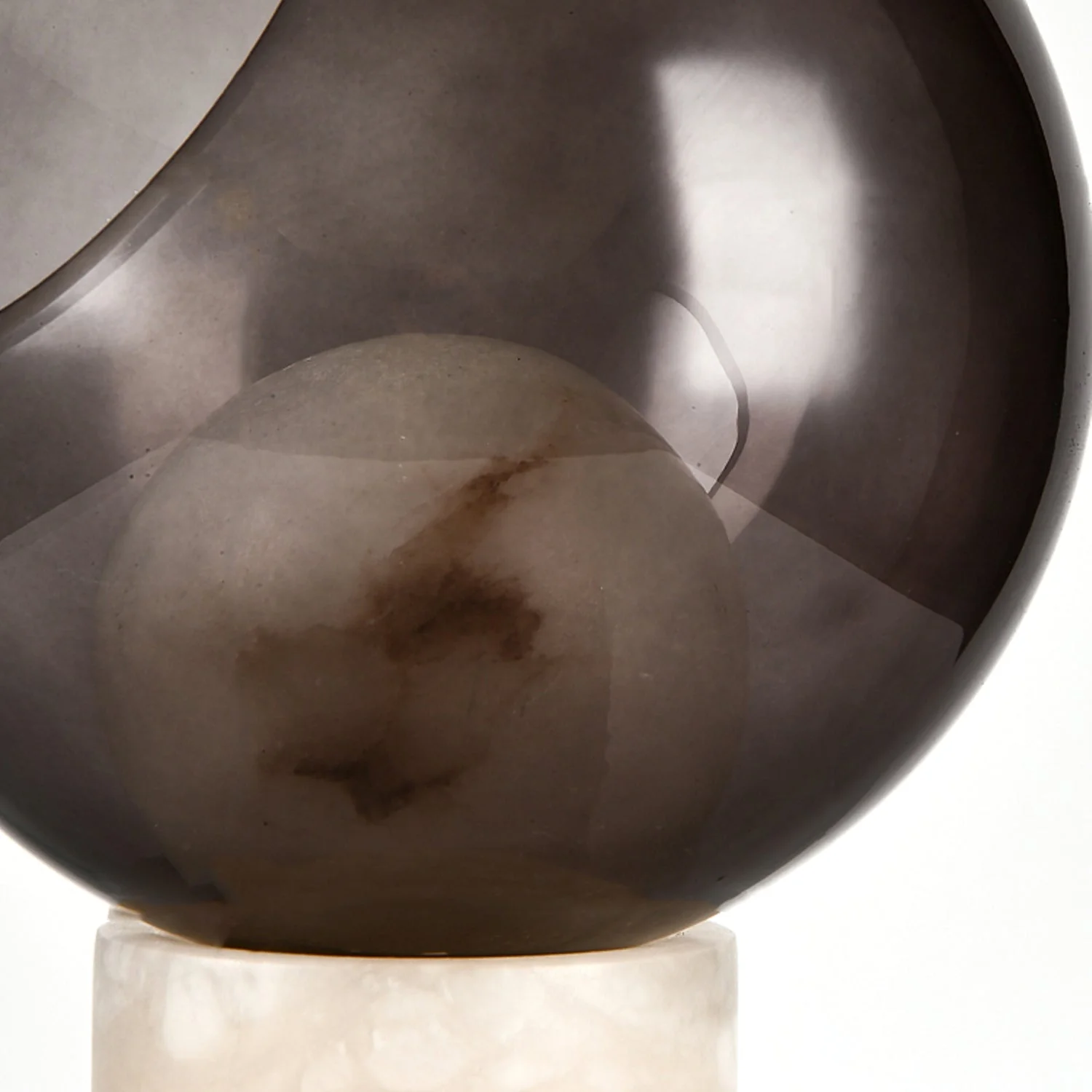 Mortentini Modern Smoked Glass  Alabaster Table Lamp - Image 6