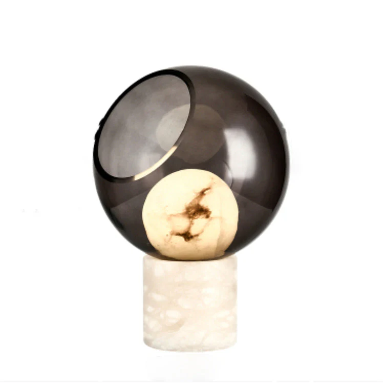 Mortentini Modern Smoked Glass  Alabaster Table Lamp - Image 9