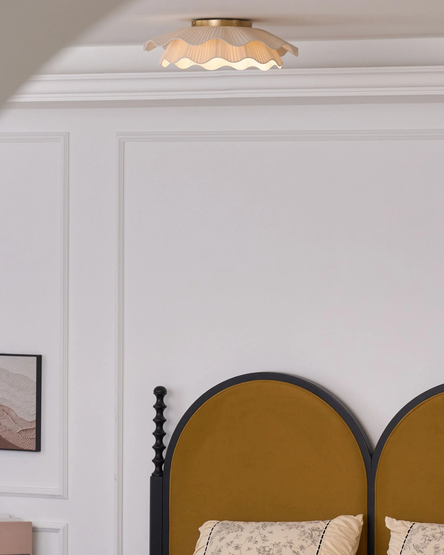 Mylirira Premium Elegance Wave Brass Fabric Ceiling Lamp - Image 15