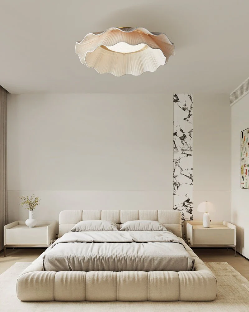 Mylirira Premium Elegance Wave Brass Fabric Ceiling Lamp - Image 16