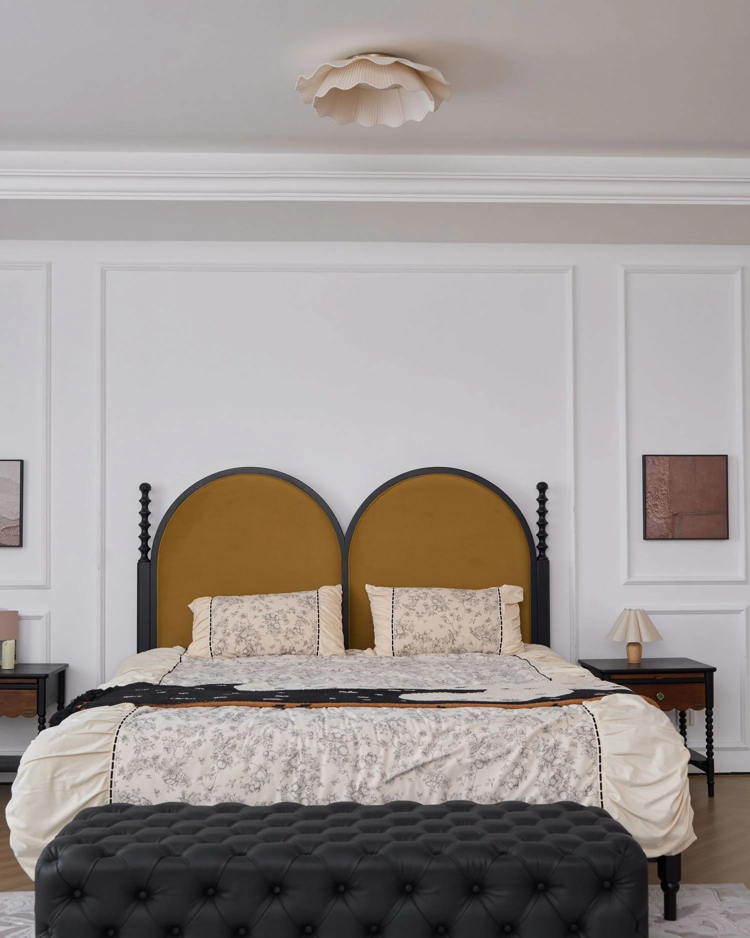 Mylirira Premium Elegance Wave Brass Fabric Ceiling Lamp - Image 19