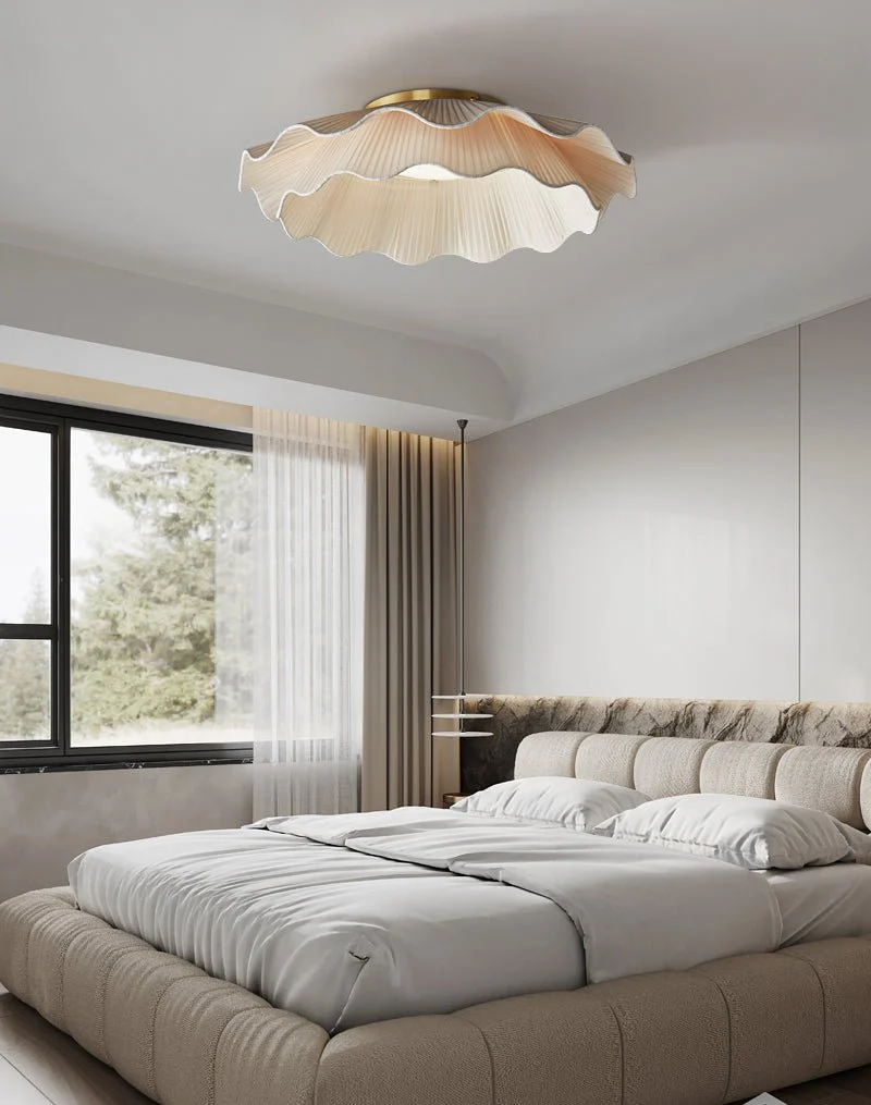 Mylirira Premium Elegance Wave Brass Fabric Ceiling Lamp - Image 24