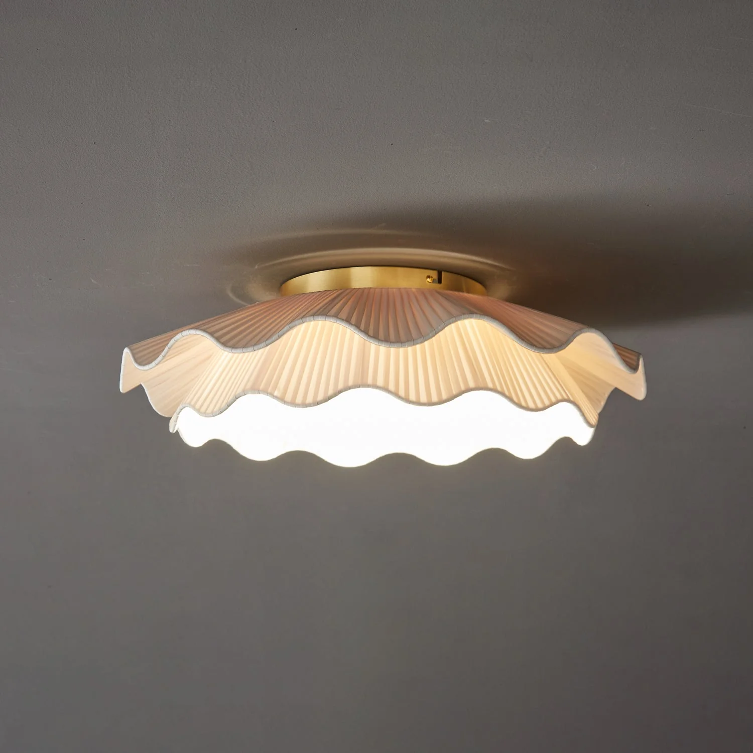 Mylirira Premium Elegance Wave Brass Fabric Ceiling Lamp - Image 34