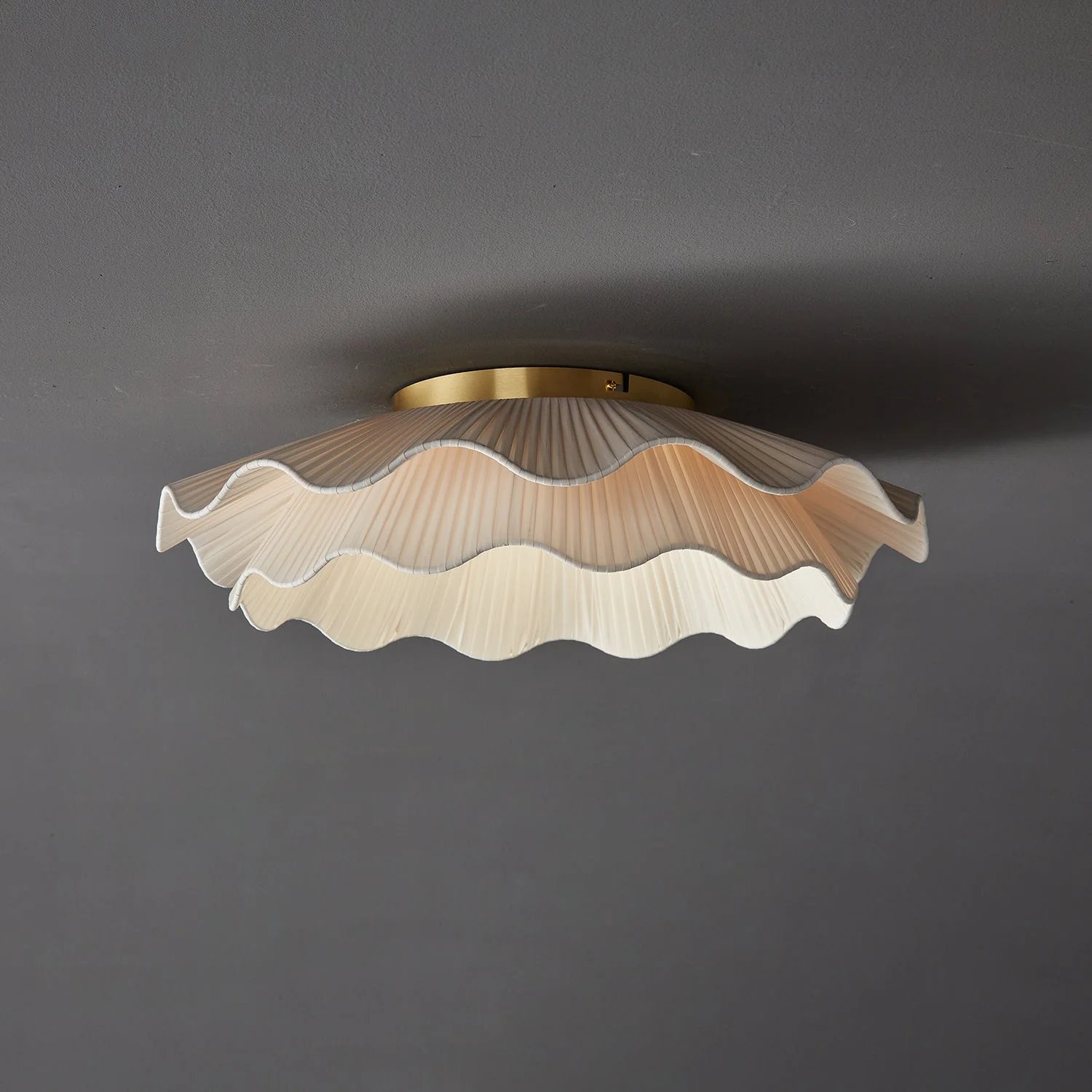 Mylirira Premium Elegance Wave Brass Fabric Ceiling Lamp - Image 35