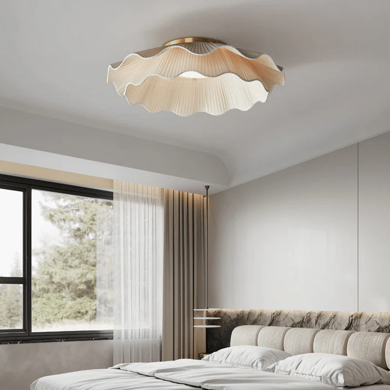 Mylirira Premium Elegance Wave Brass Fabric Ceiling Lamp - Image 4