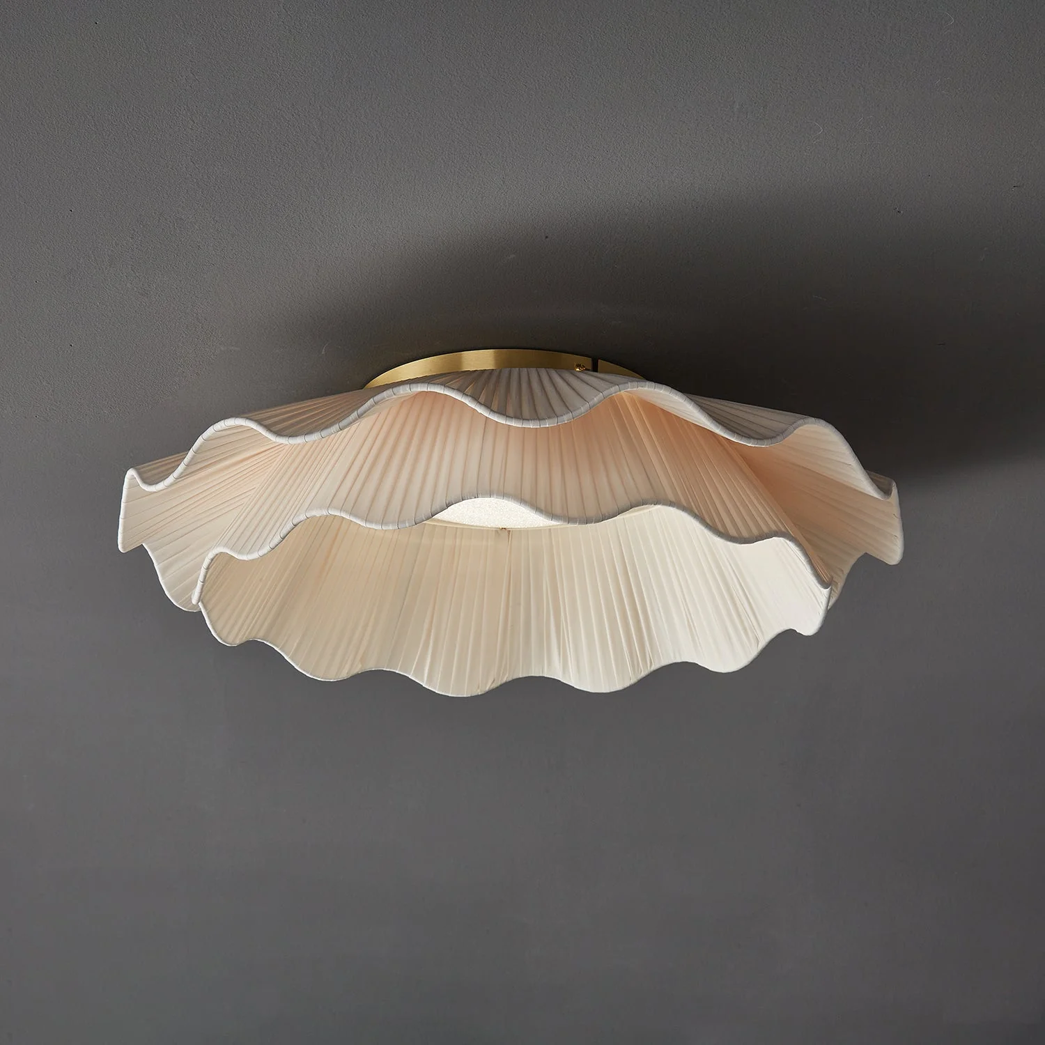 Mylirira Premium Elegance Wave Brass Fabric Ceiling Lamp - Image 5