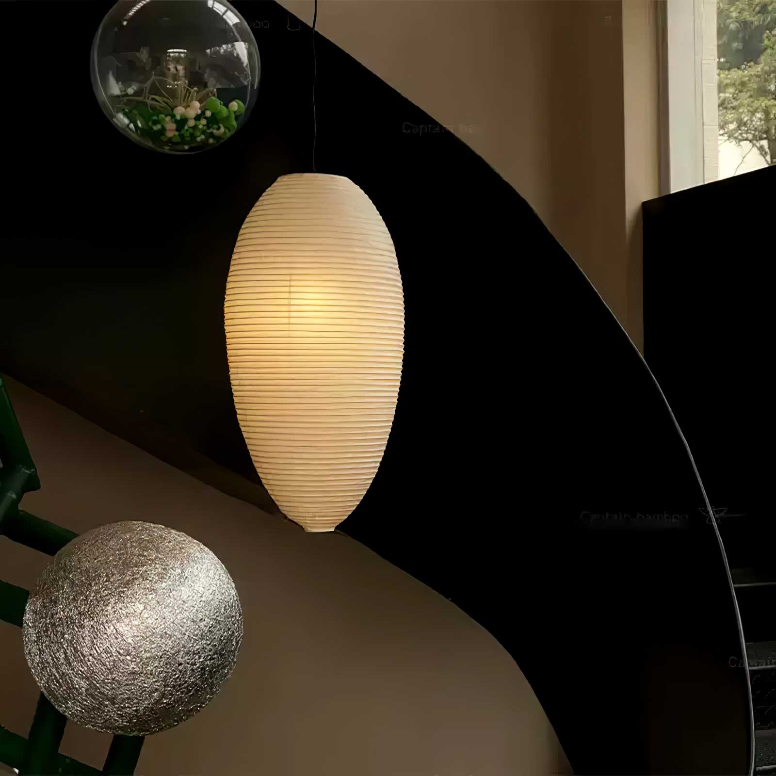 Myraean Modern Minimalist Wabi Chestnut Paper Bamboo Pendant Lamp - Image 11