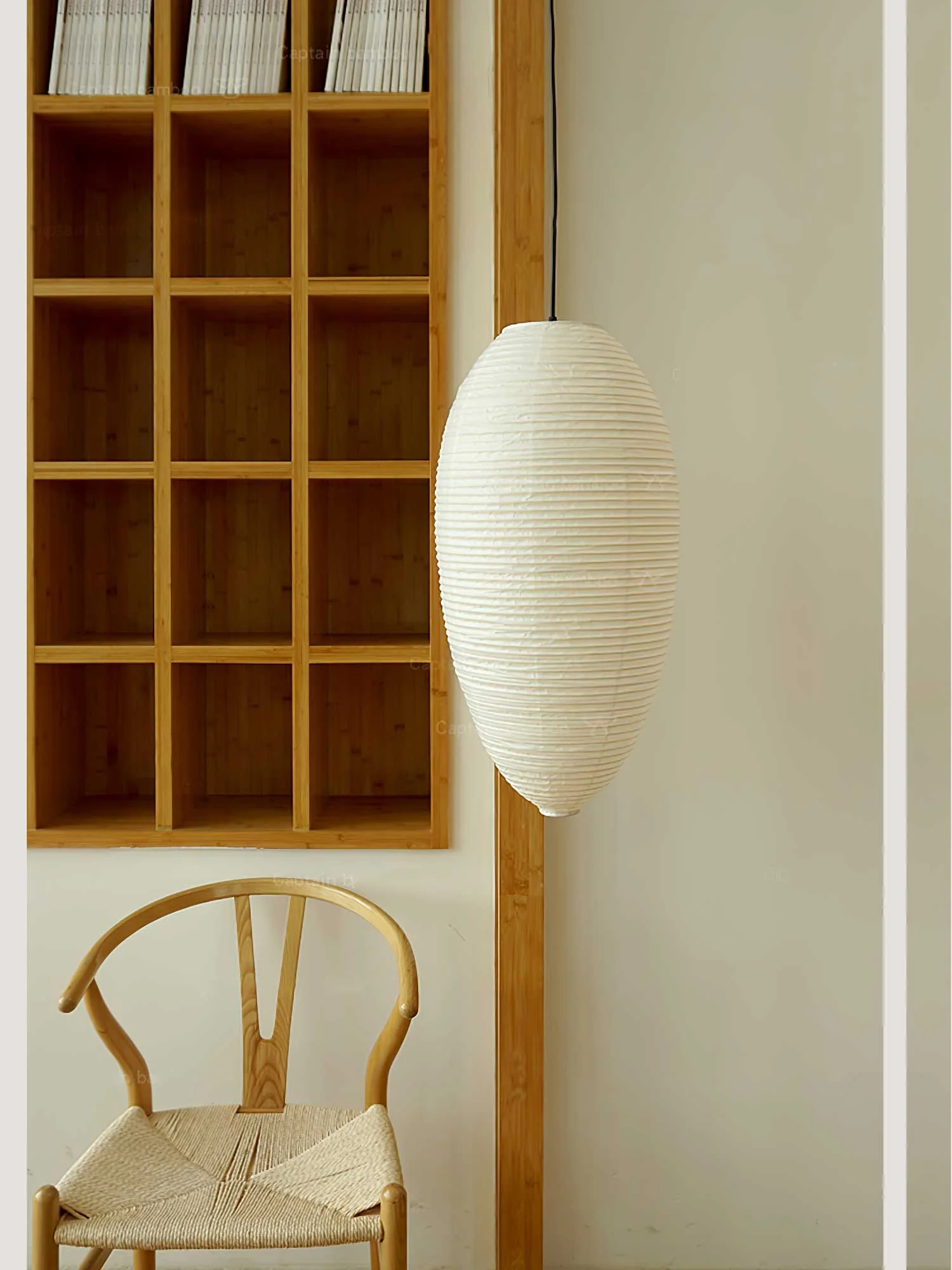 Myraean Modern Minimalist Wabi Chestnut Paper Bamboo Pendant Lamp - Image 13