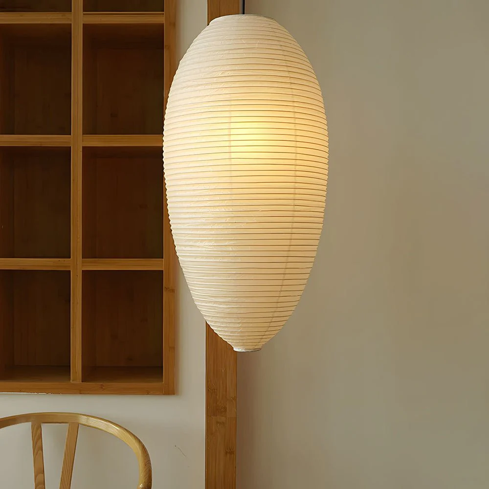 Myraean Modern Minimalist Wabi Chestnut Paper Bamboo Pendant Lamp - Image 16