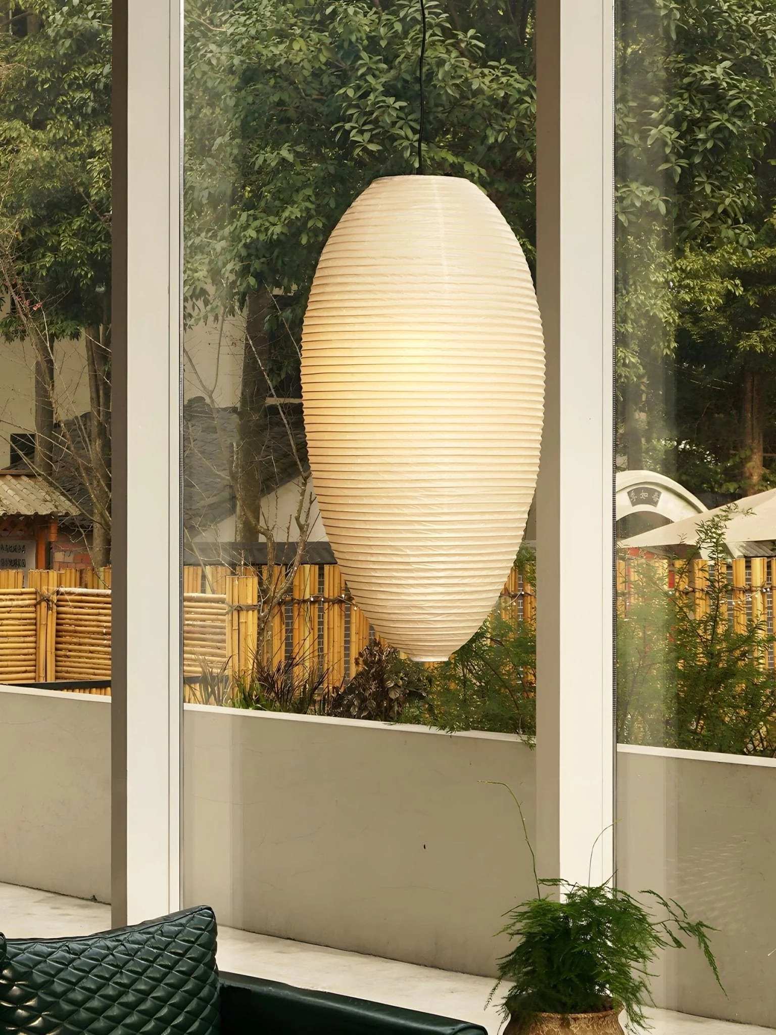 Myraean Modern Minimalist Wabi Chestnut Paper Bamboo Pendant Lamp - Image 4