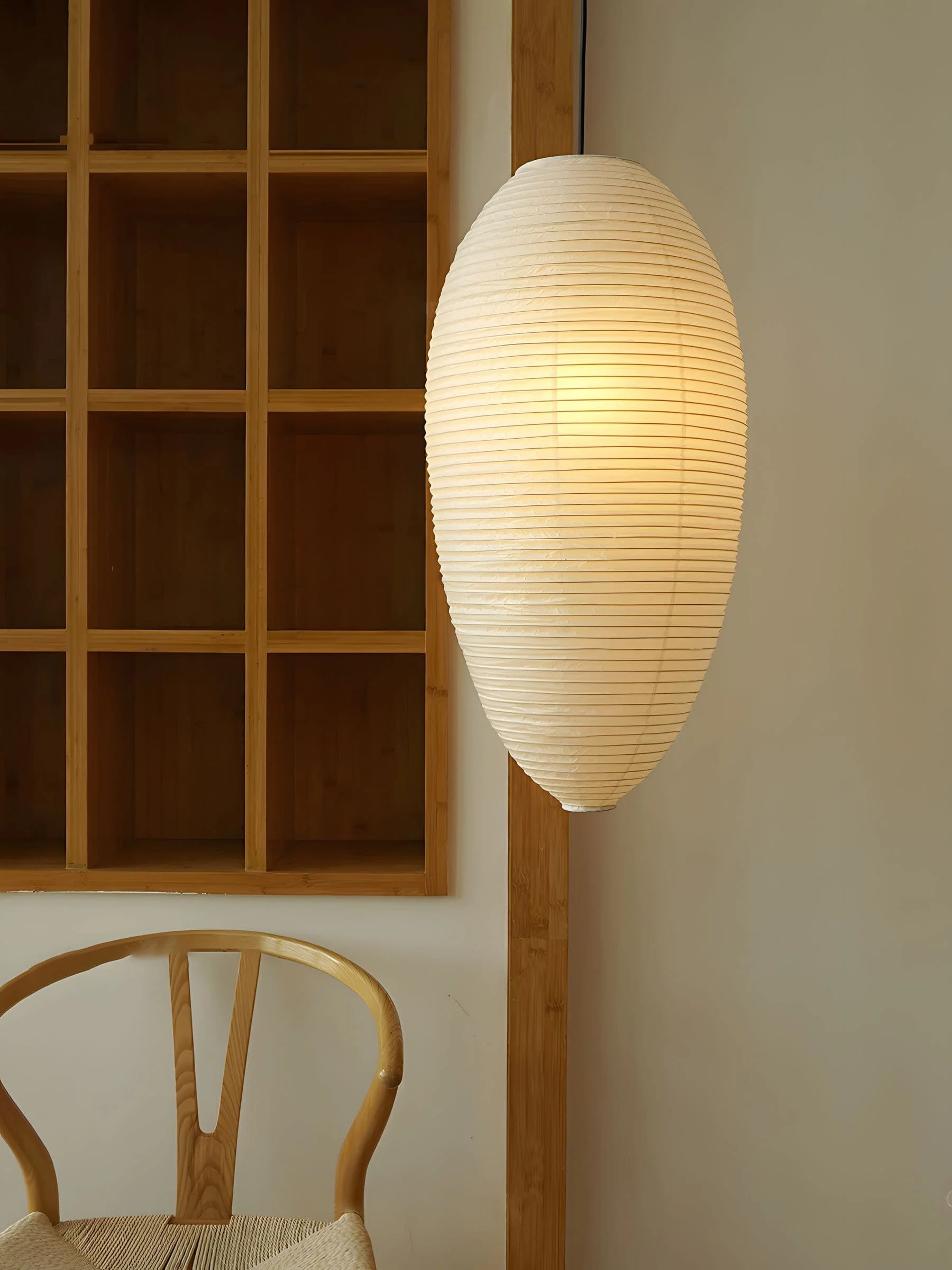 Myraean Modern Minimalist Wabi Chestnut Paper Bamboo Pendant Lamp - Image 6