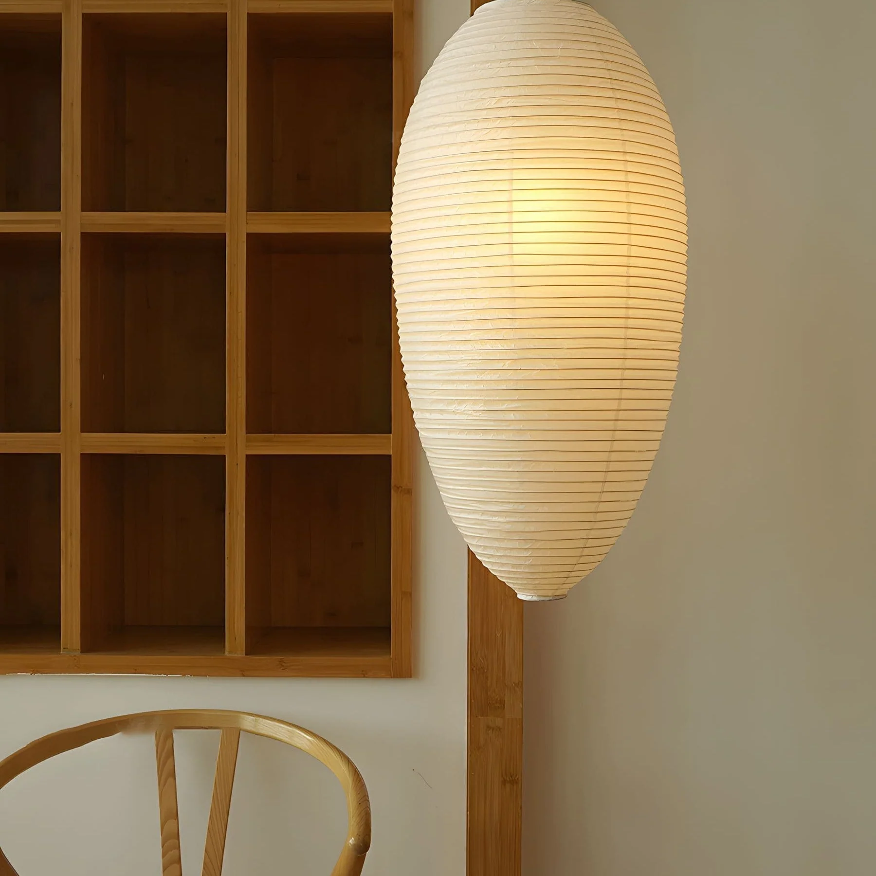 Myraean Modern Minimalist Wabi Chestnut Paper Bamboo Pendant Lamp - Image 7