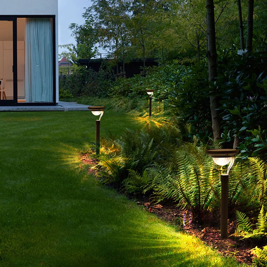 Myrtle Conical Floating Top Solar Steel Outdoor Pathway Lamp - Image 3