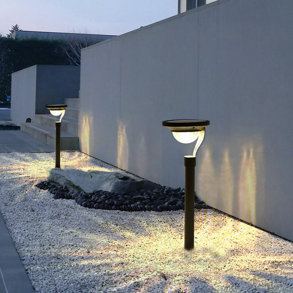 Myrtle Conical Floating Top Solar Steel Outdoor Pathway Lamp - Image 4