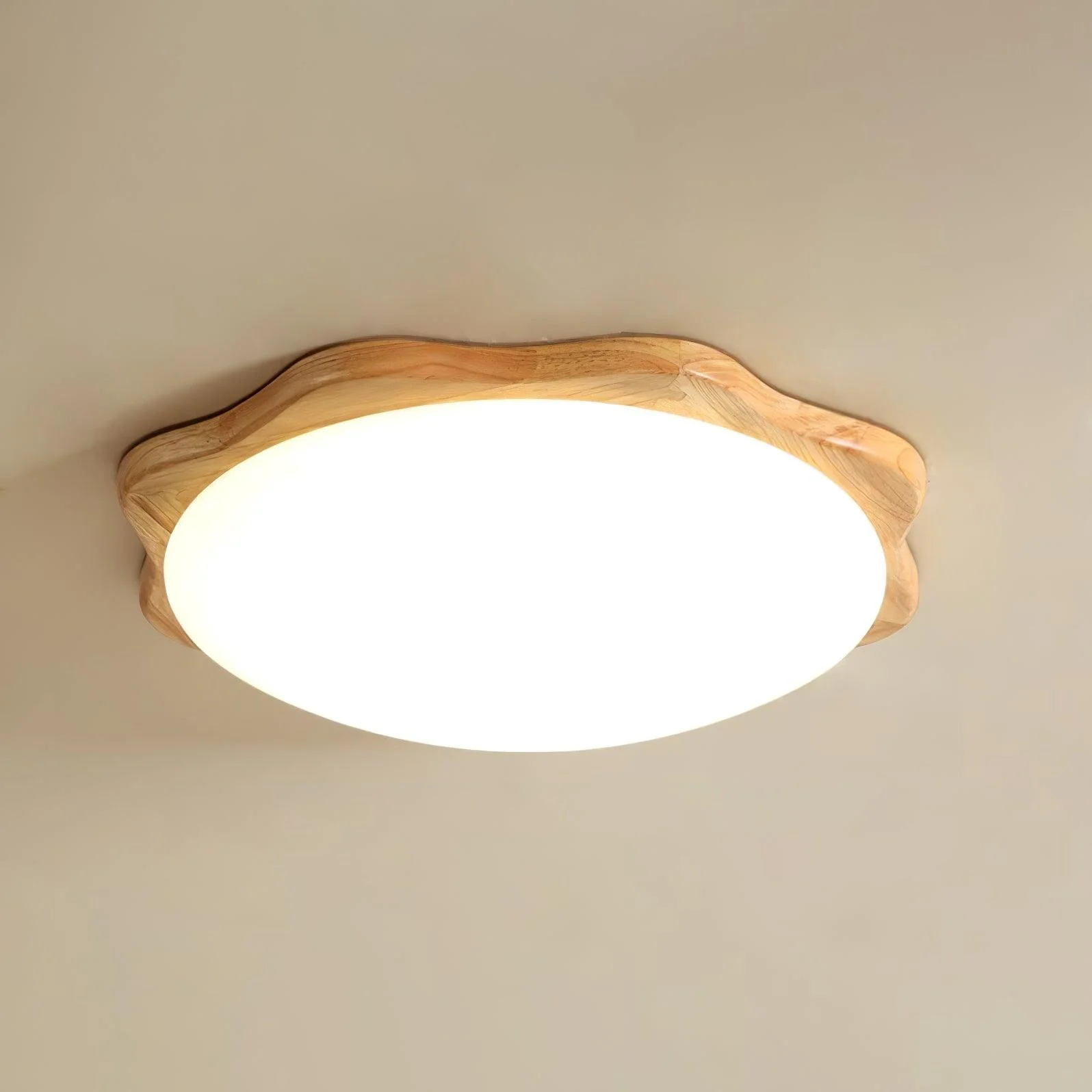 Myshae Modern Minimalist Drum Wood Ceiling Lamp - Image 2
