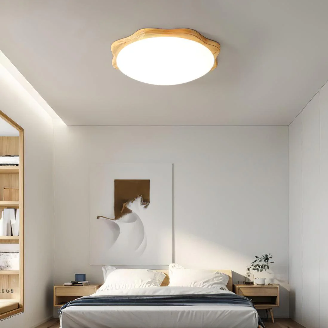 Myshae Modern Minimalist Drum Wood Ceiling Lamp - Image 32