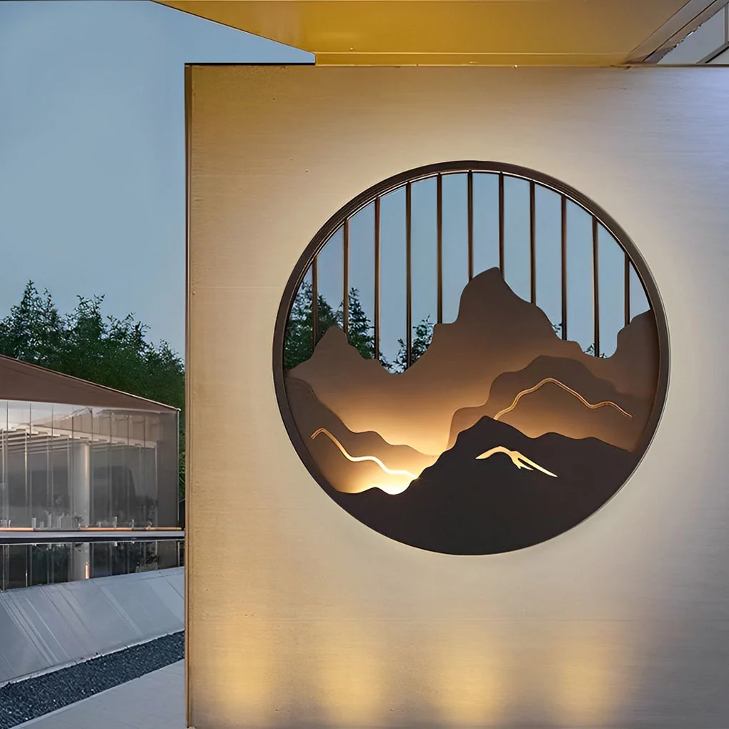 Mytle Round Mountain Scenery Outdoor Wall Sconce