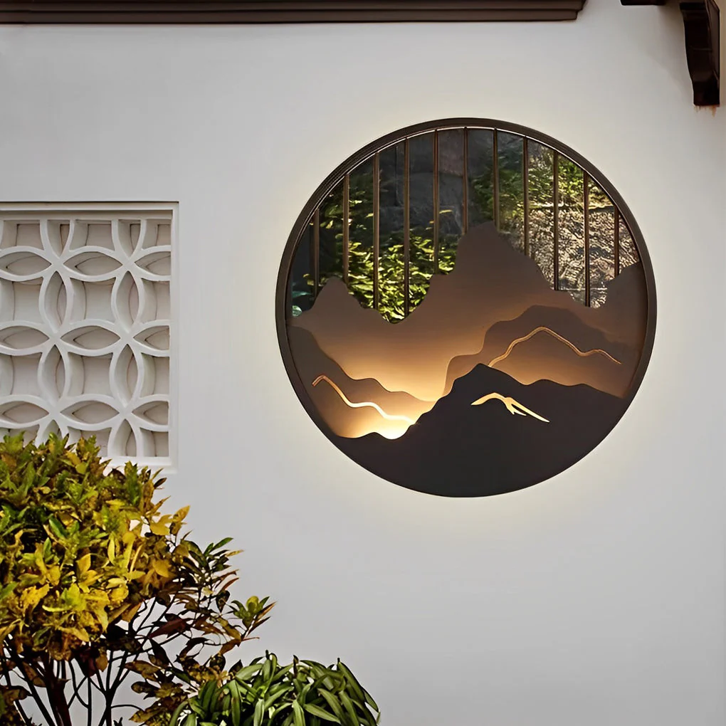 Mytle Round Mountain Scenery Outdoor Wall Sconce - Image 5