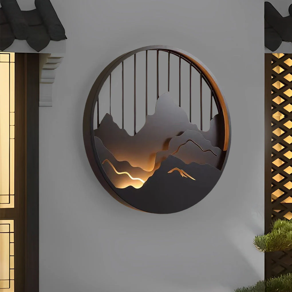 Mytle Round Mountain Scenery Outdoor Wall Sconce - Image 6