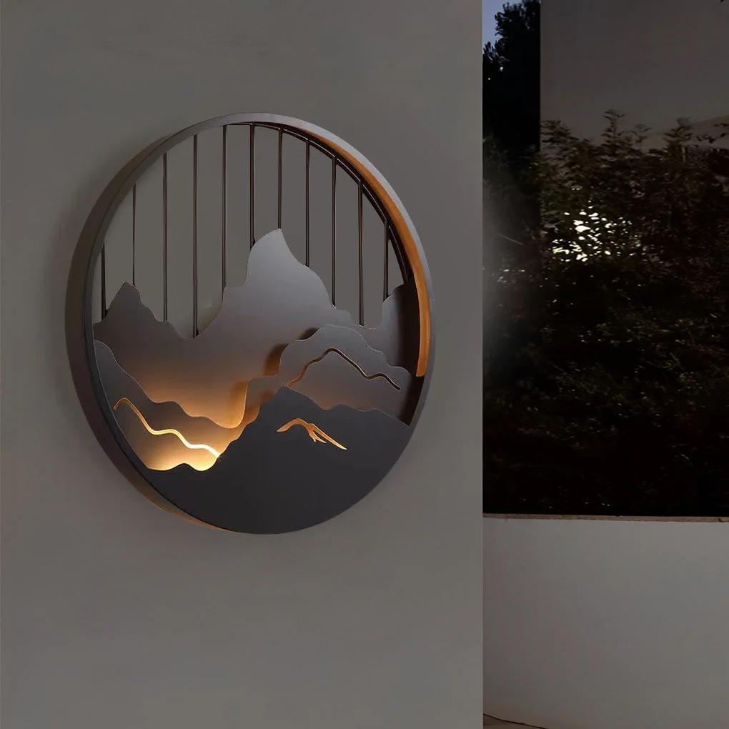 Mytle Round Mountain Scenery Outdoor Wall Sconce - Image 7