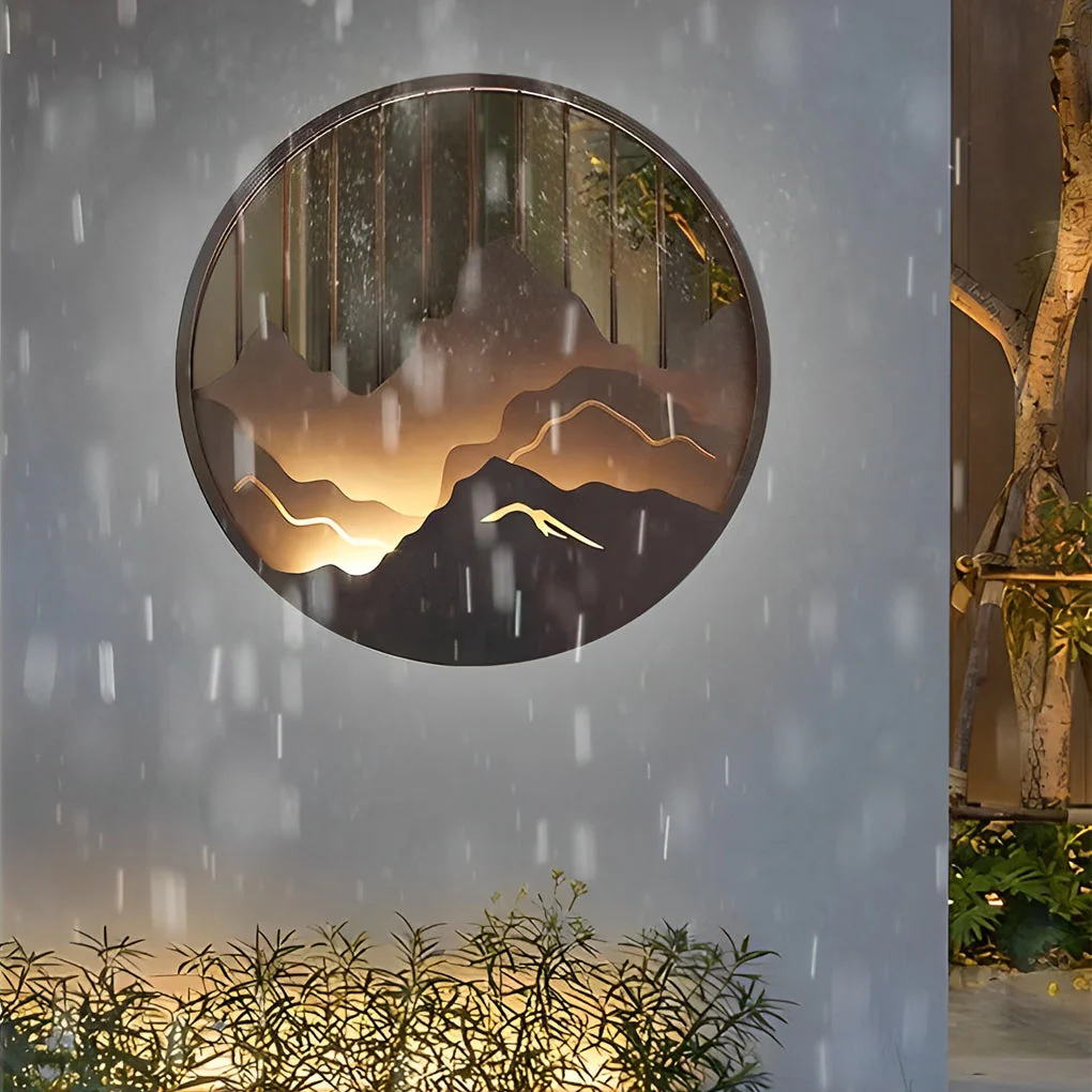 Mytle Round Mountain Scenery Outdoor Wall Sconce - Image 8
