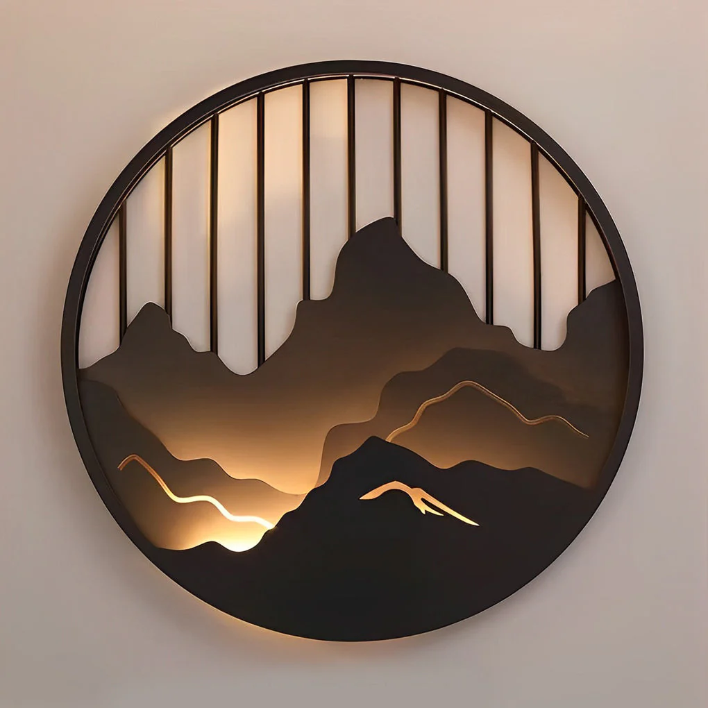 Mytle Round Mountain Scenery Outdoor Wall Sconce - Image 9
