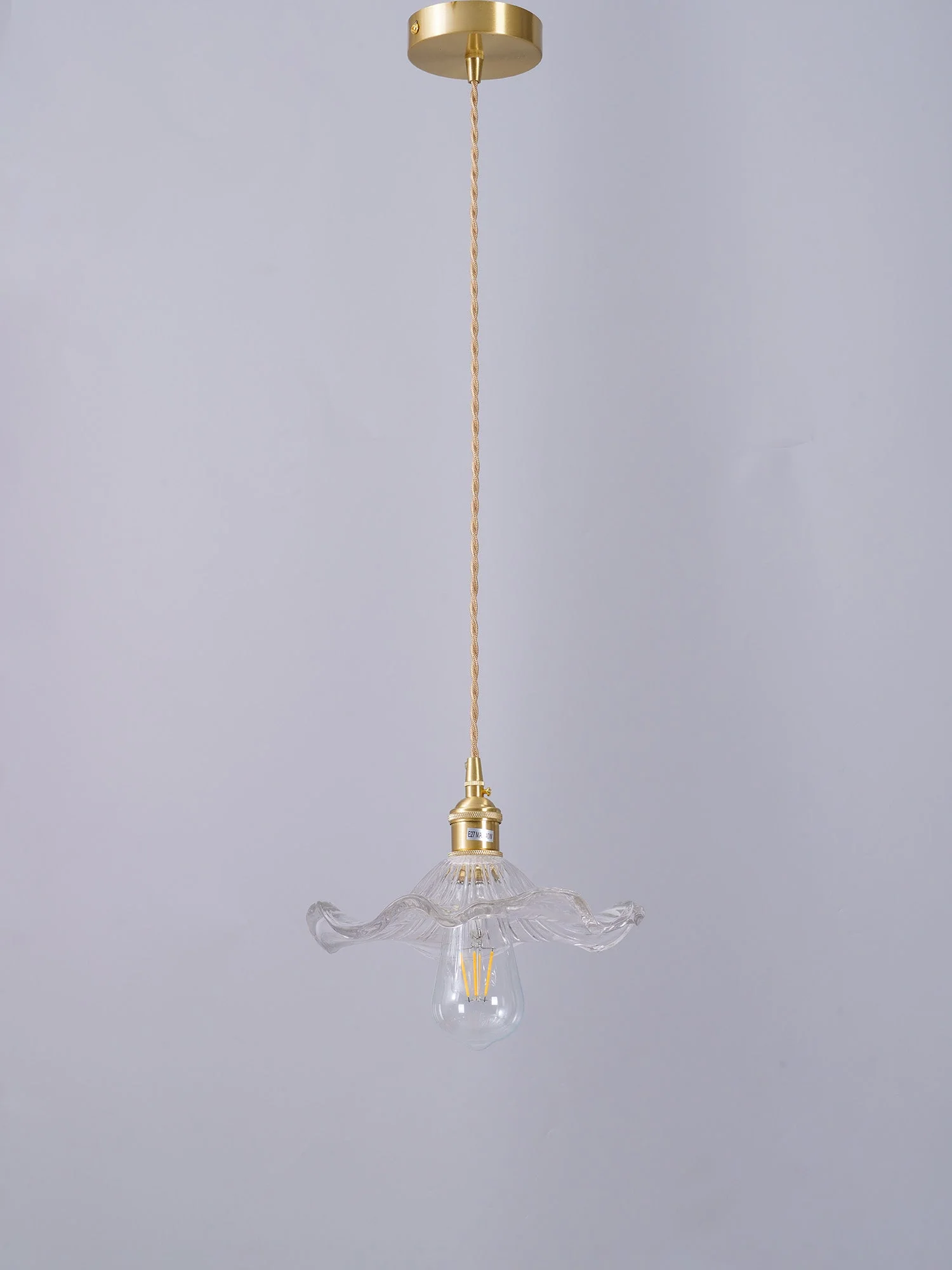 Nerisse Brass & Glass Vintage Pendant Light - Image 35