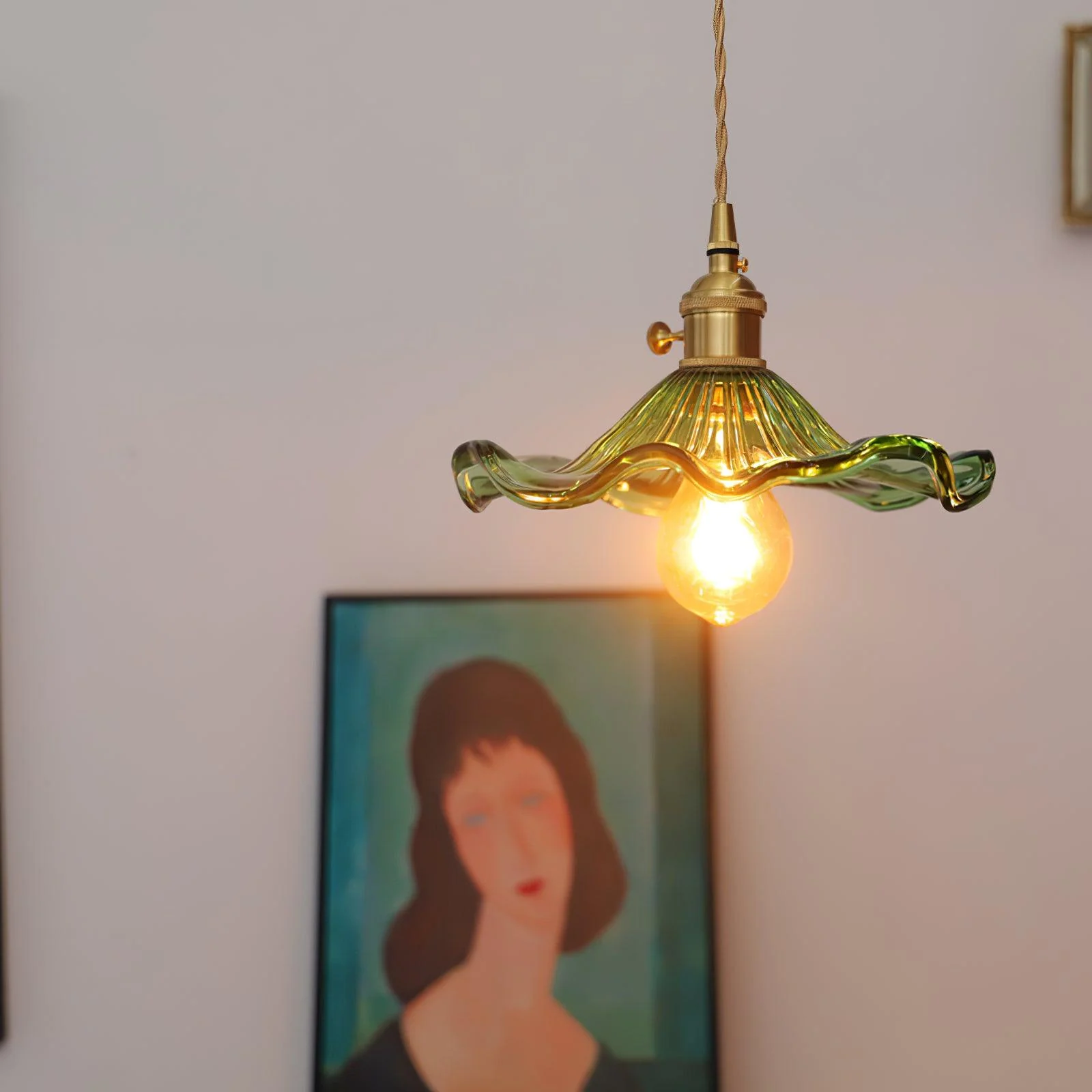 Nerisse Brass & Glass Vintage Pendant Light - Image 42