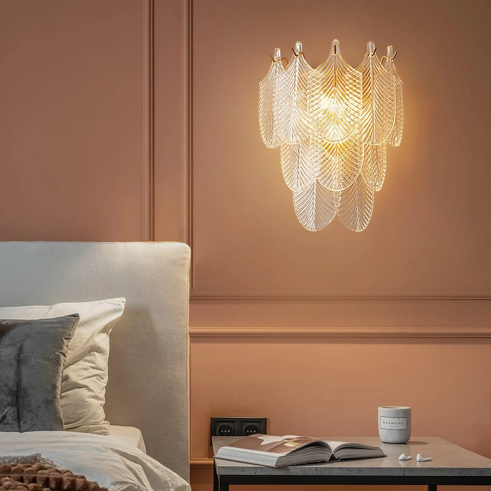 Nima Metal Glass Leaf-inspired Wall Sconce - Image 11