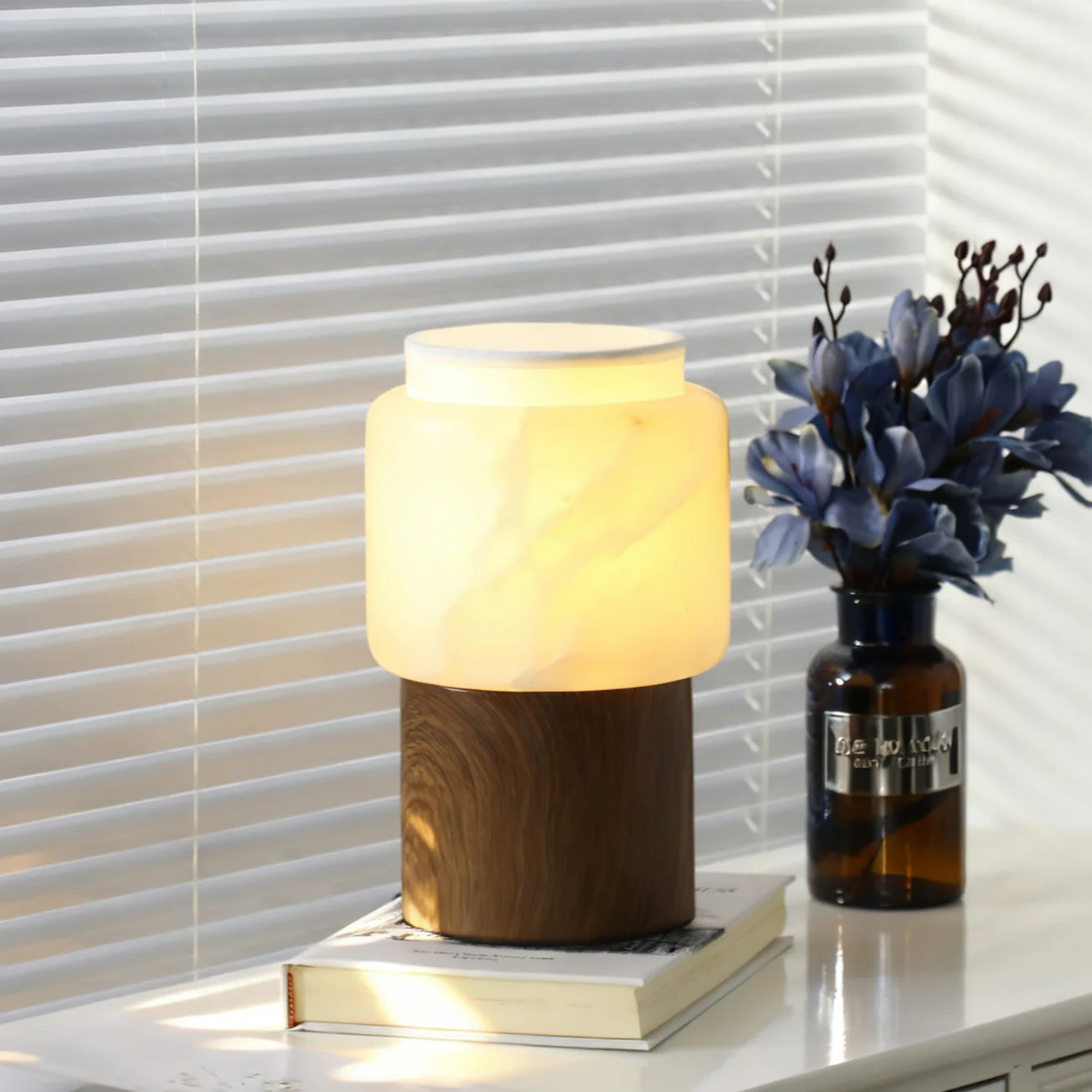 Noah Modern Marble & Wood Table Lamp - Image 11