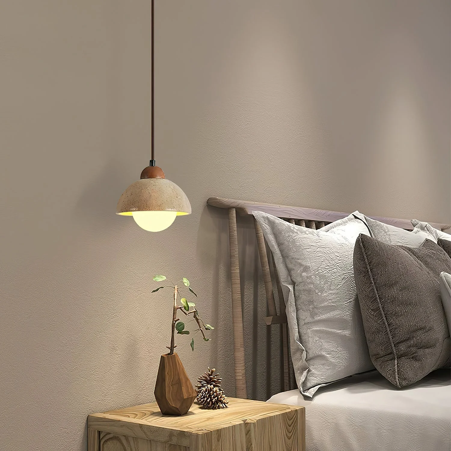 Nora Dome Natural Yellow Travertine Pendant Light - Image 10