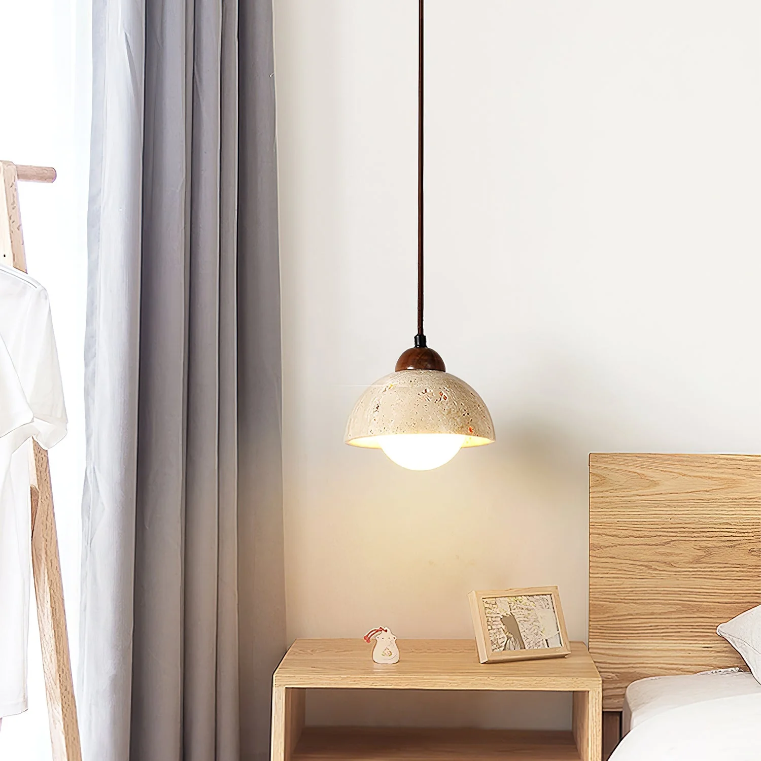 Nora Dome Natural Yellow Travertine Pendant Light - Image 11