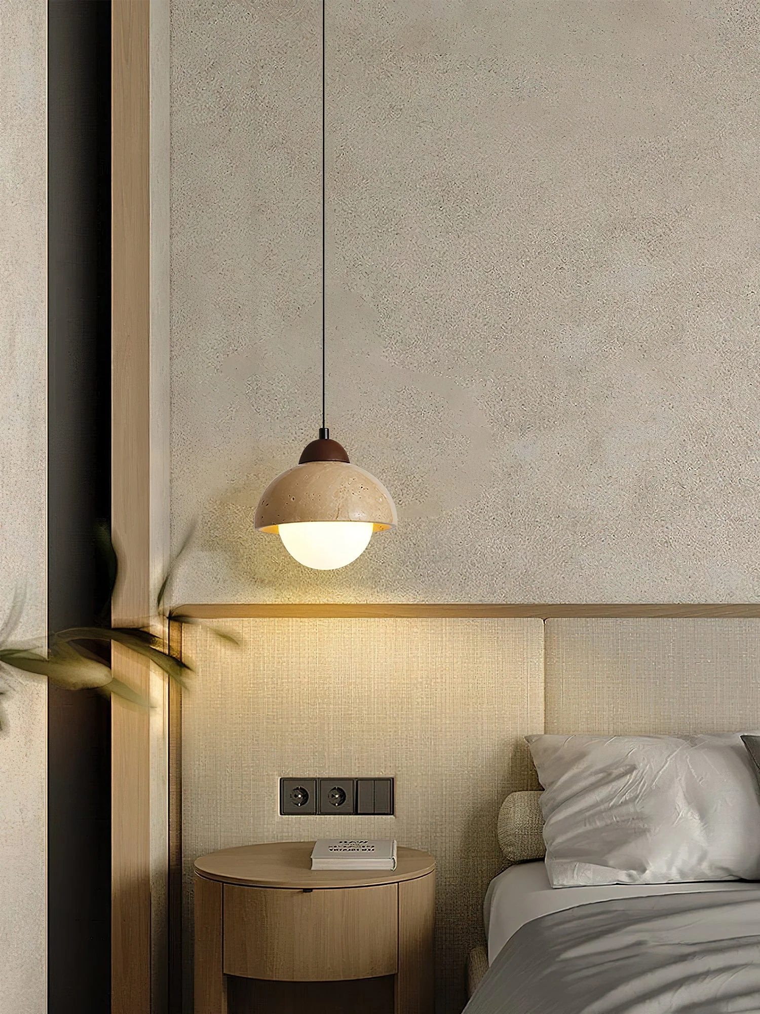 Nora Dome Natural Yellow Travertine Pendant Light - Image 14