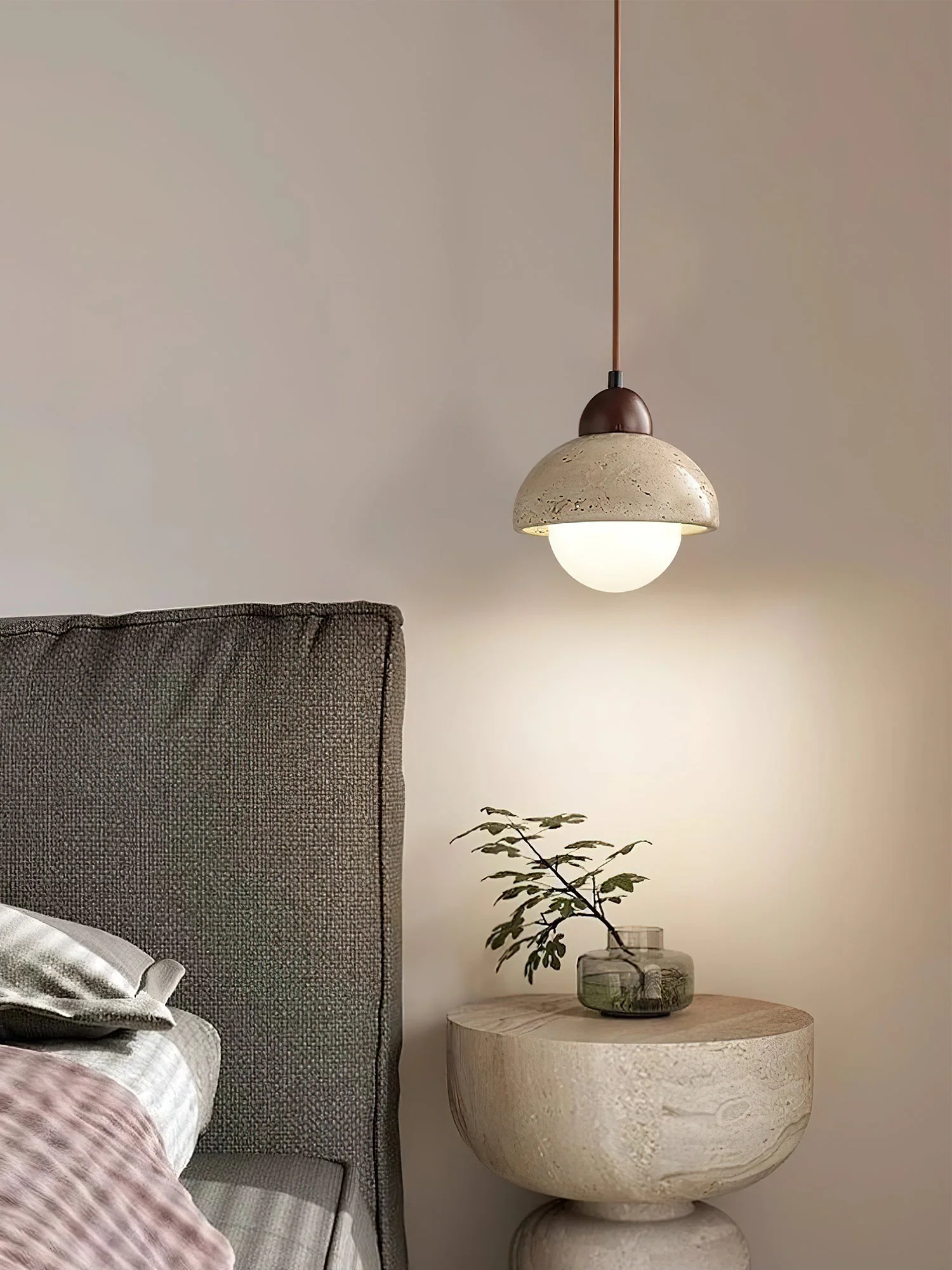 Nora Dome Natural Yellow Travertine Pendant Light - Image 16