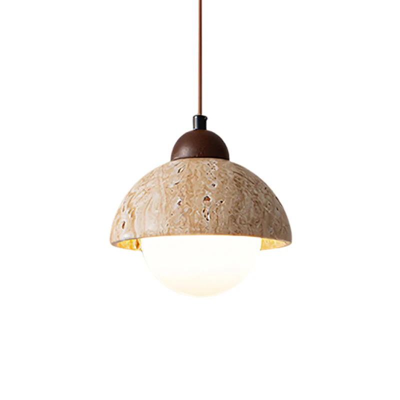 Nora Dome Natural Yellow Travertine Pendant Light - Image 18