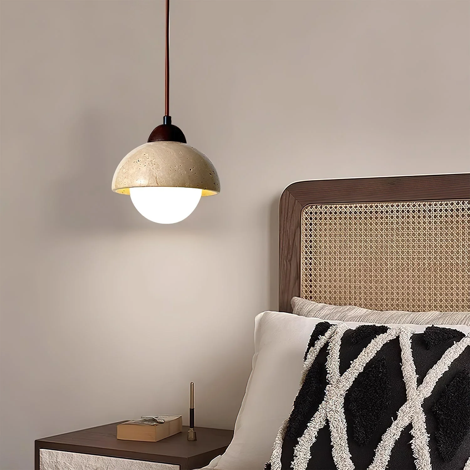 Nora Dome Natural Yellow Travertine Pendant Light - Image 7