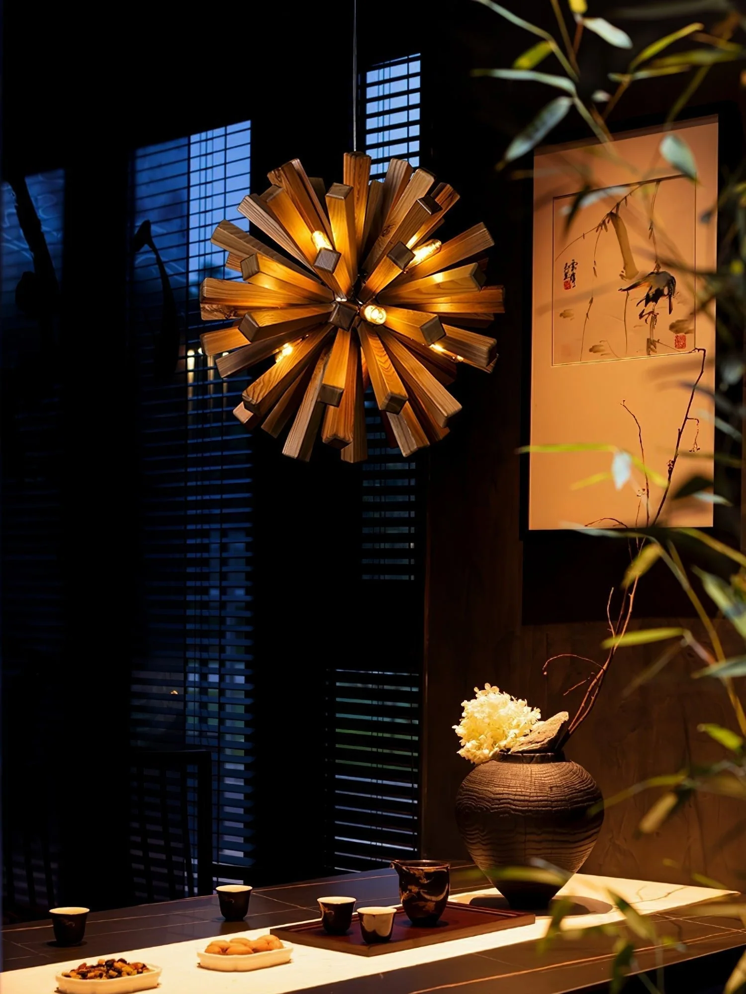Nova Premium Nordic Art Burst Wood Chandelier - Image 25