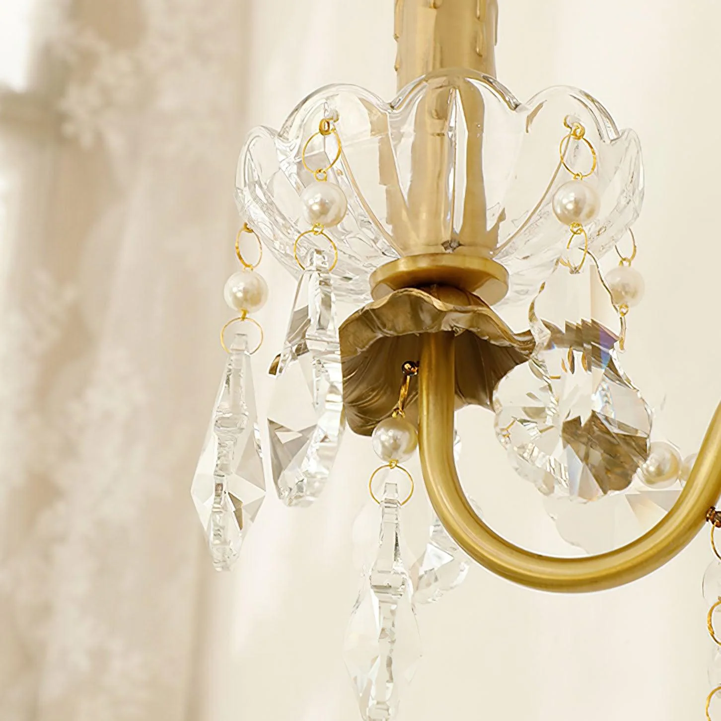 Nydoraris Elegance Pearl Chain Crystal Wall Lamp - Image 11
