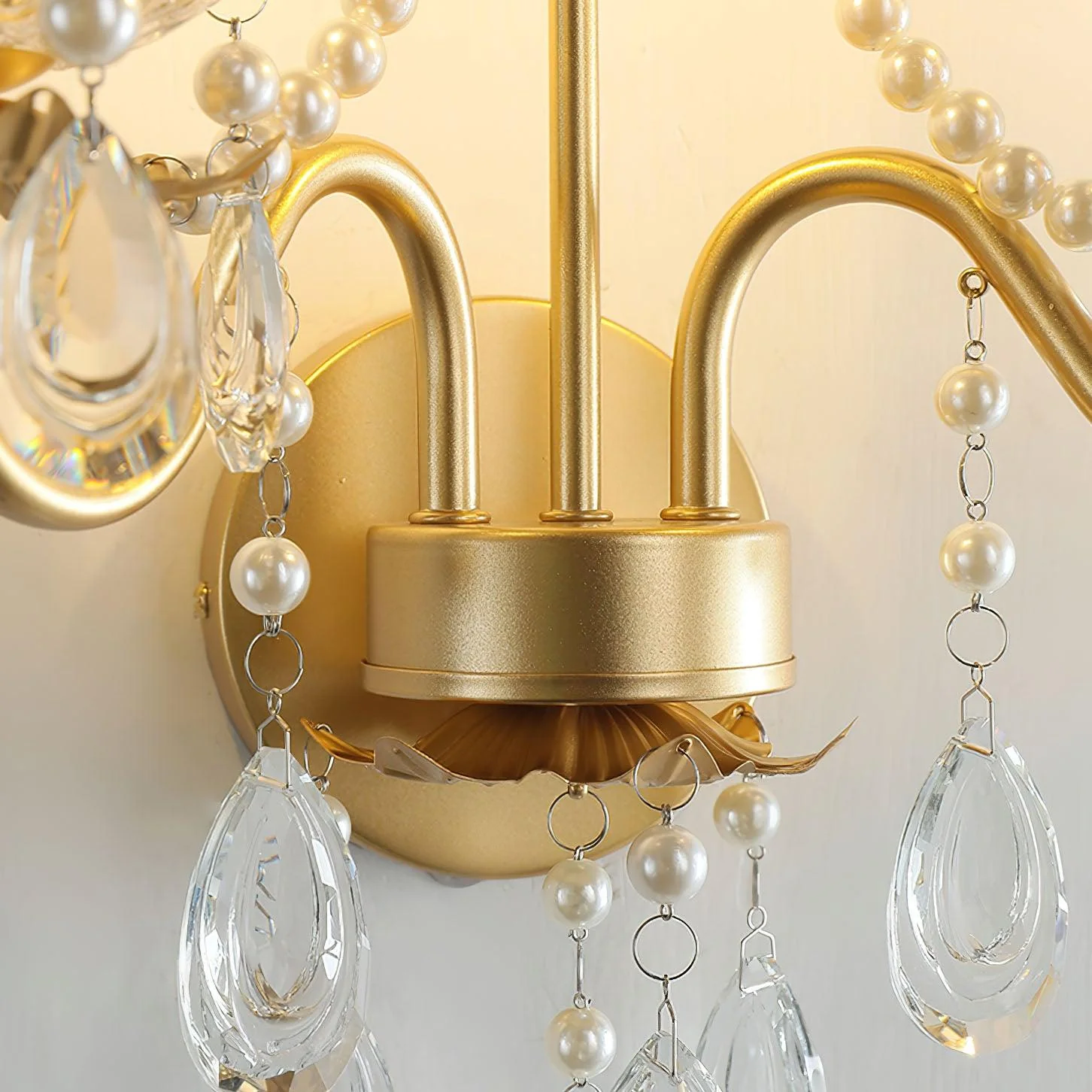 Nydoraris Elegance Pearl Chain Crystal Wall Lamp - Image 14
