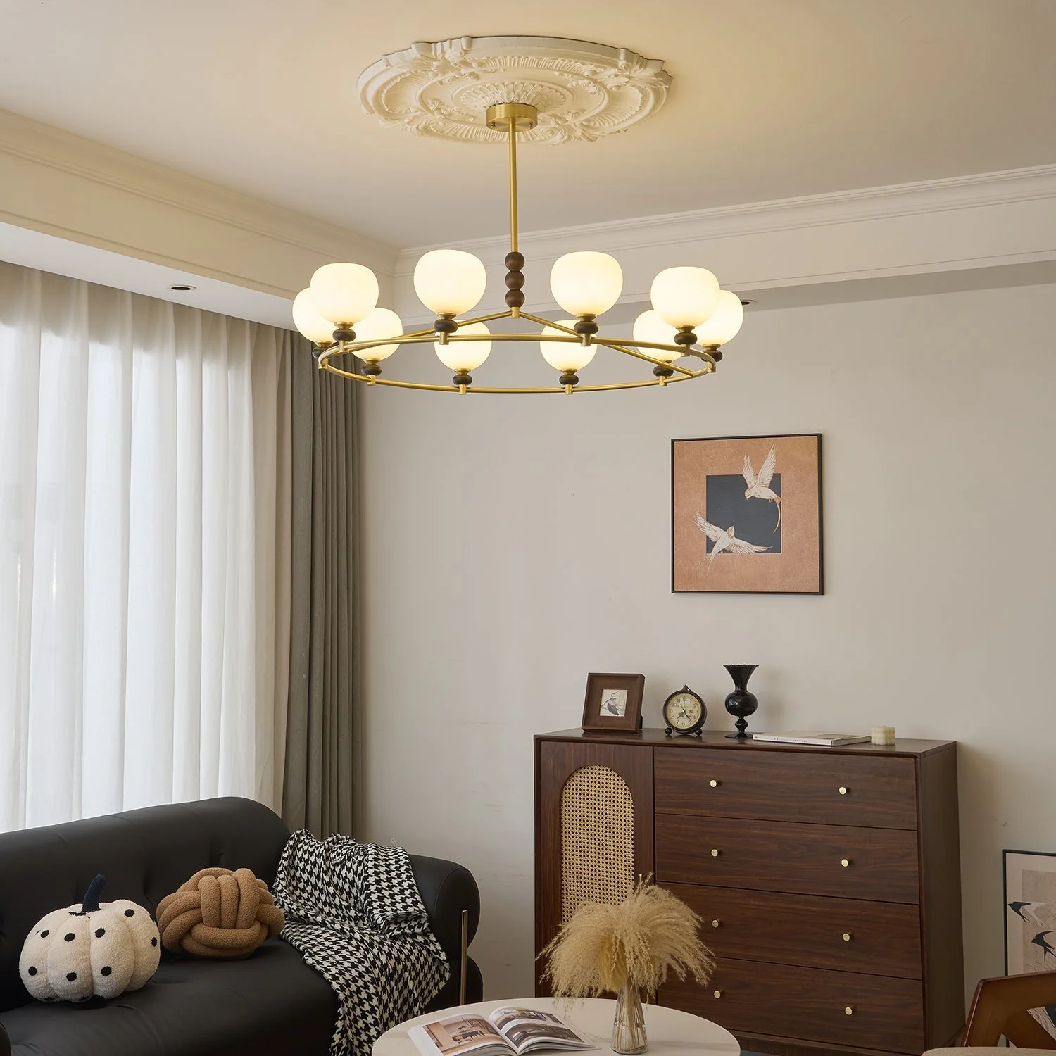 Nydoriel Premium Nordic Art Brass Wood Chandelier - Image 12
