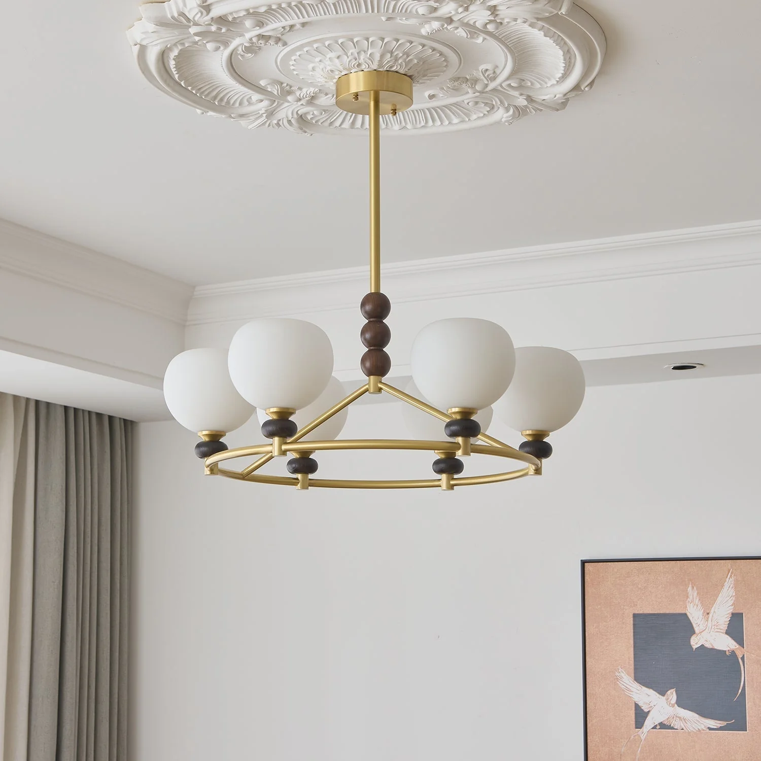 Nydoriel Premium Nordic Art Brass Wood Chandelier - Image 23