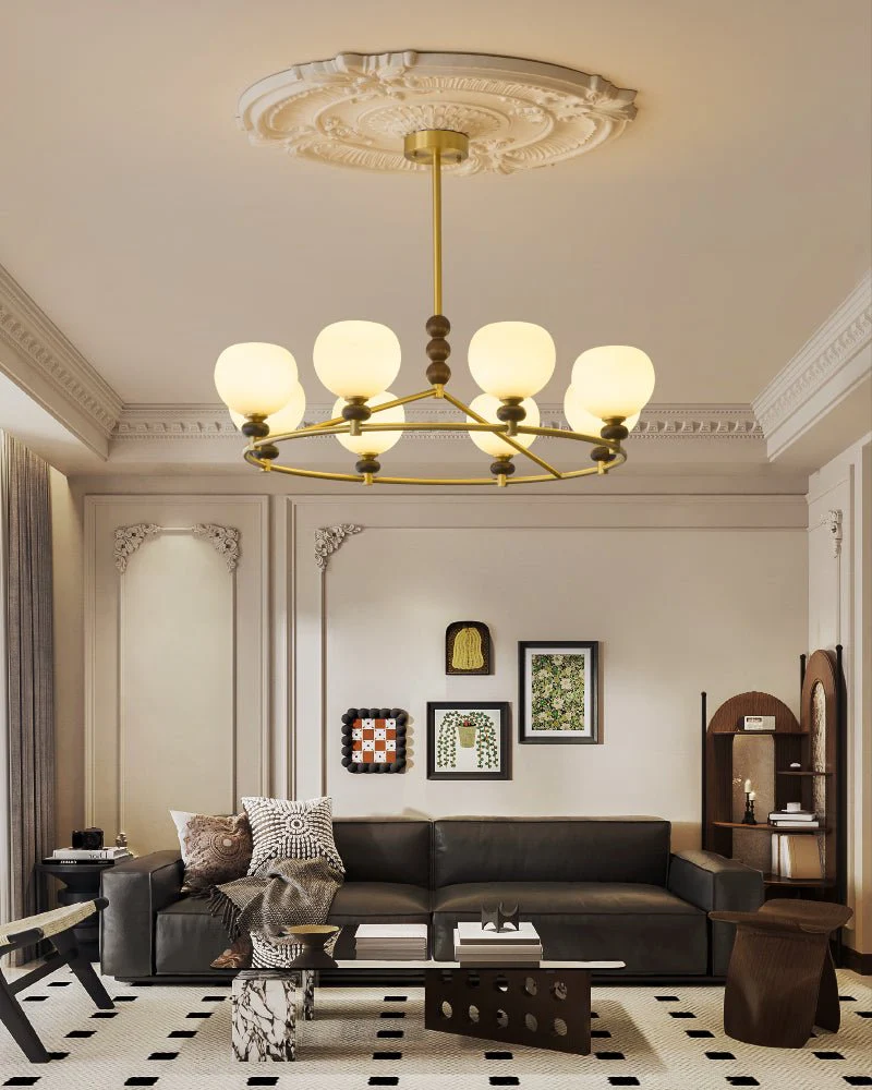 Nydoriel Premium Nordic Art Brass Wood Chandelier - Image 8