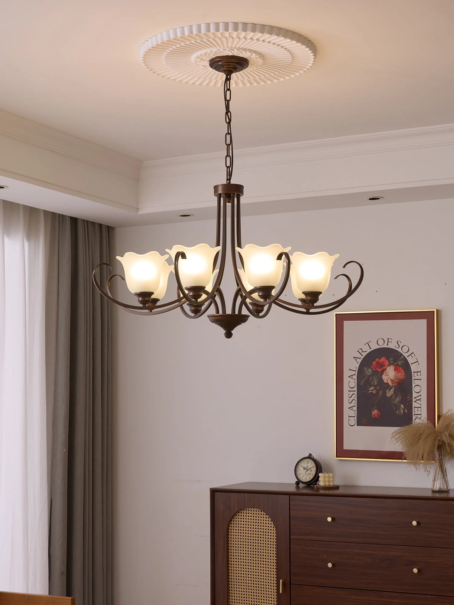 Nydorisra Elegance Vintage Floral Glass Chandelier - Image 10