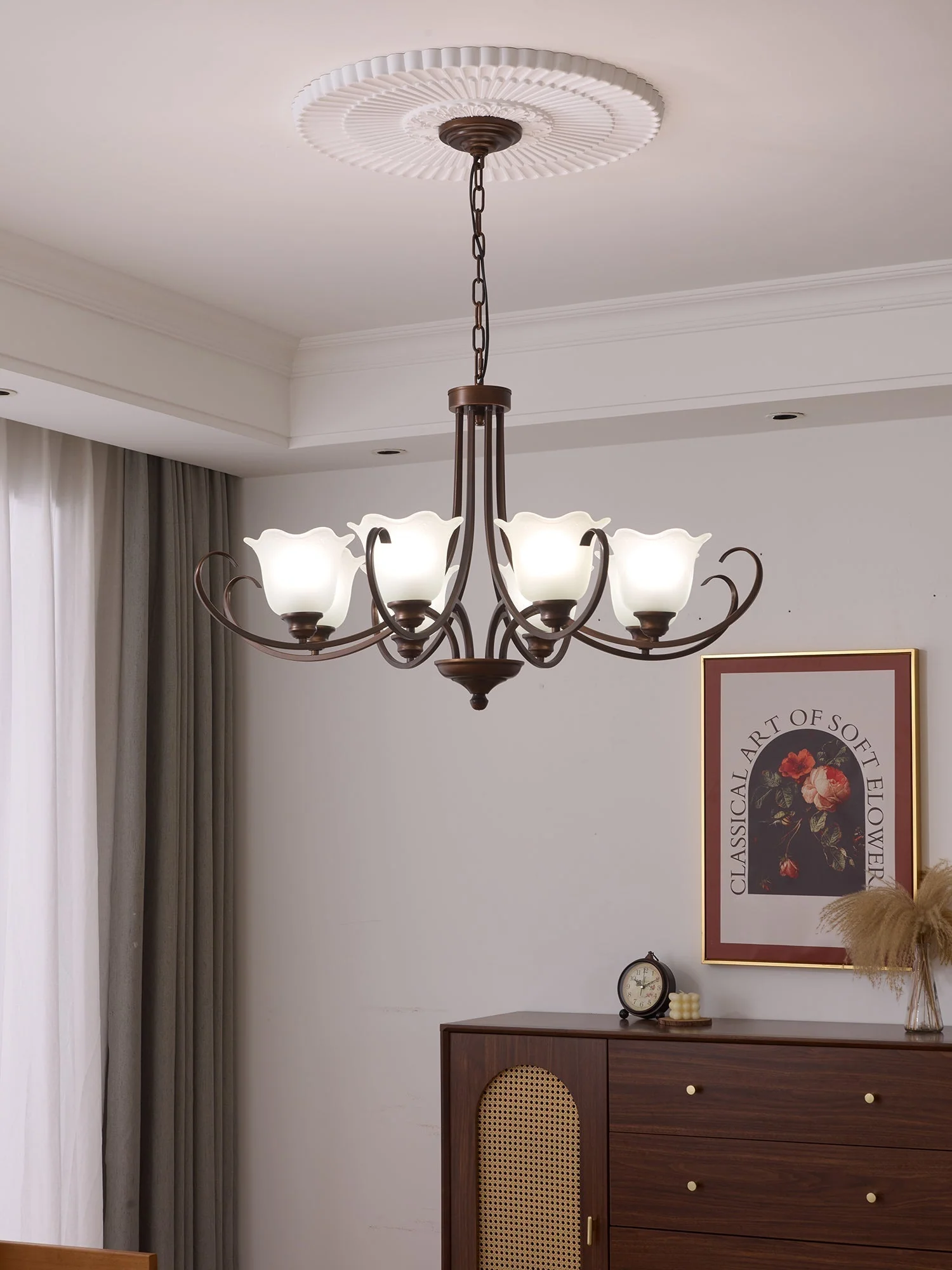 Nydorisra Elegance Vintage Floral Glass Chandelier - Image 11