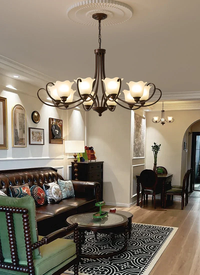 Nydorisra Elegance Vintage Floral Glass Chandelier - Image 12