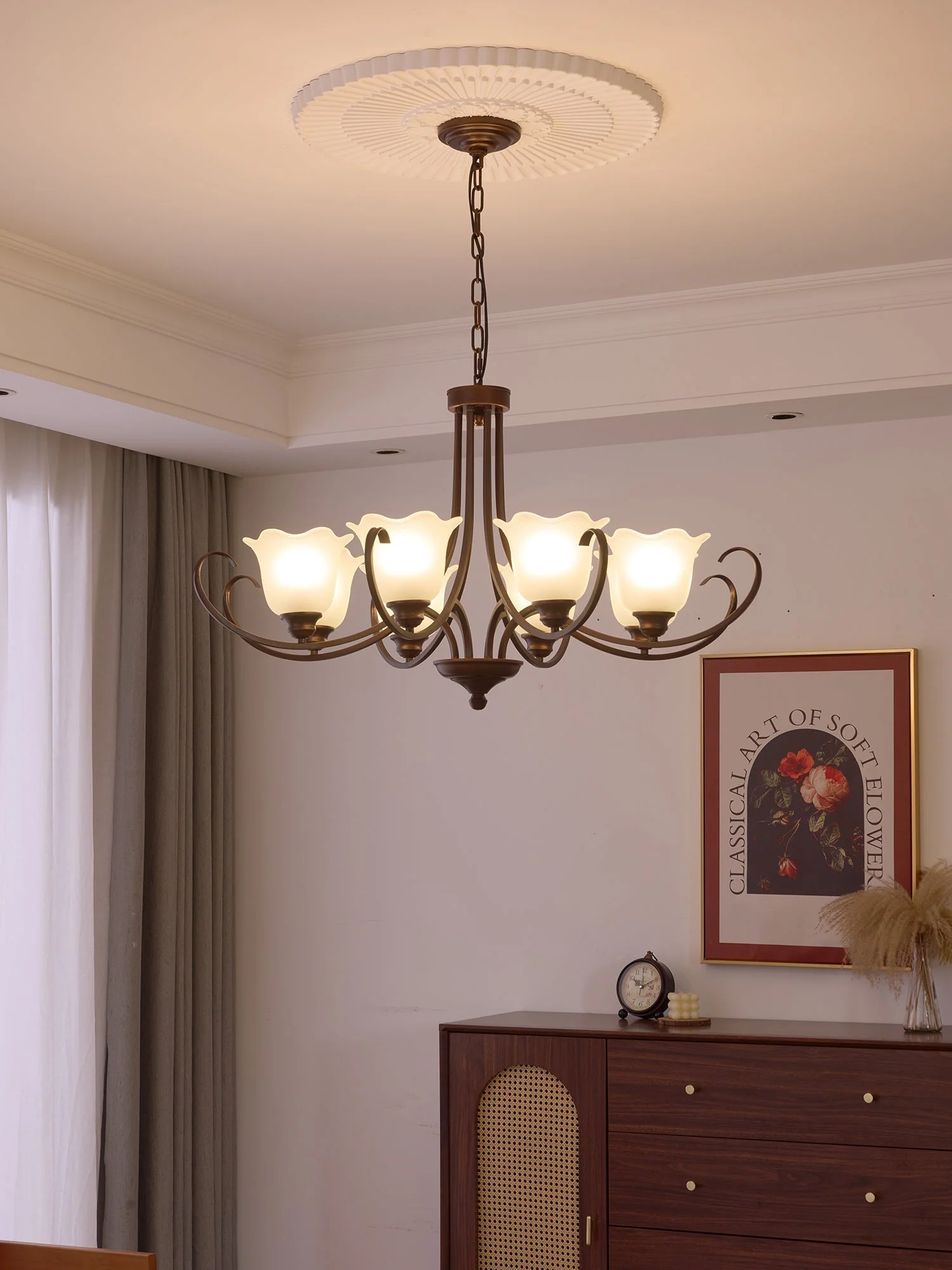 Nydorisra Elegance Vintage Floral Glass Chandelier - Image 14