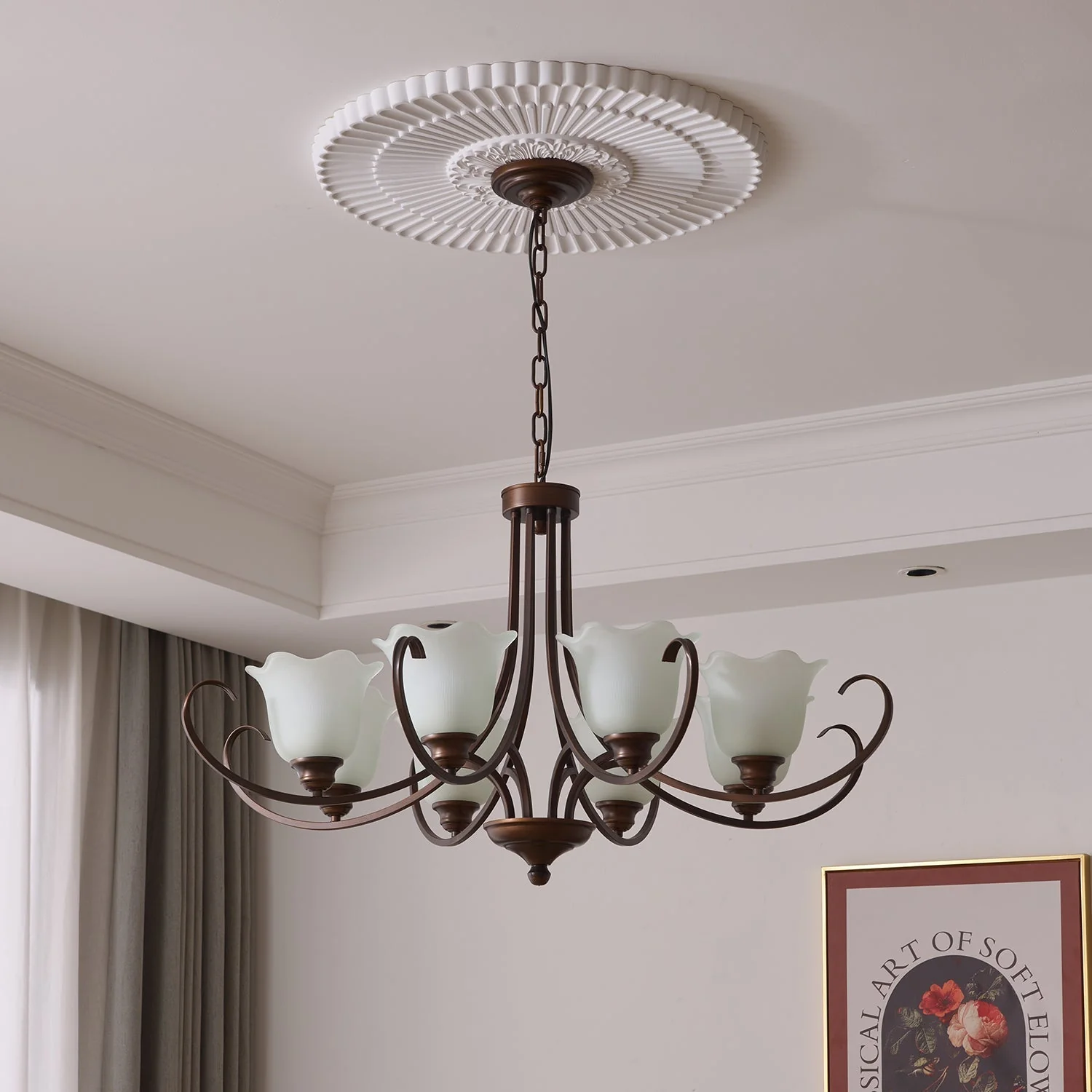 Nydorisra Elegance Vintage Floral Glass Chandelier - Image 16