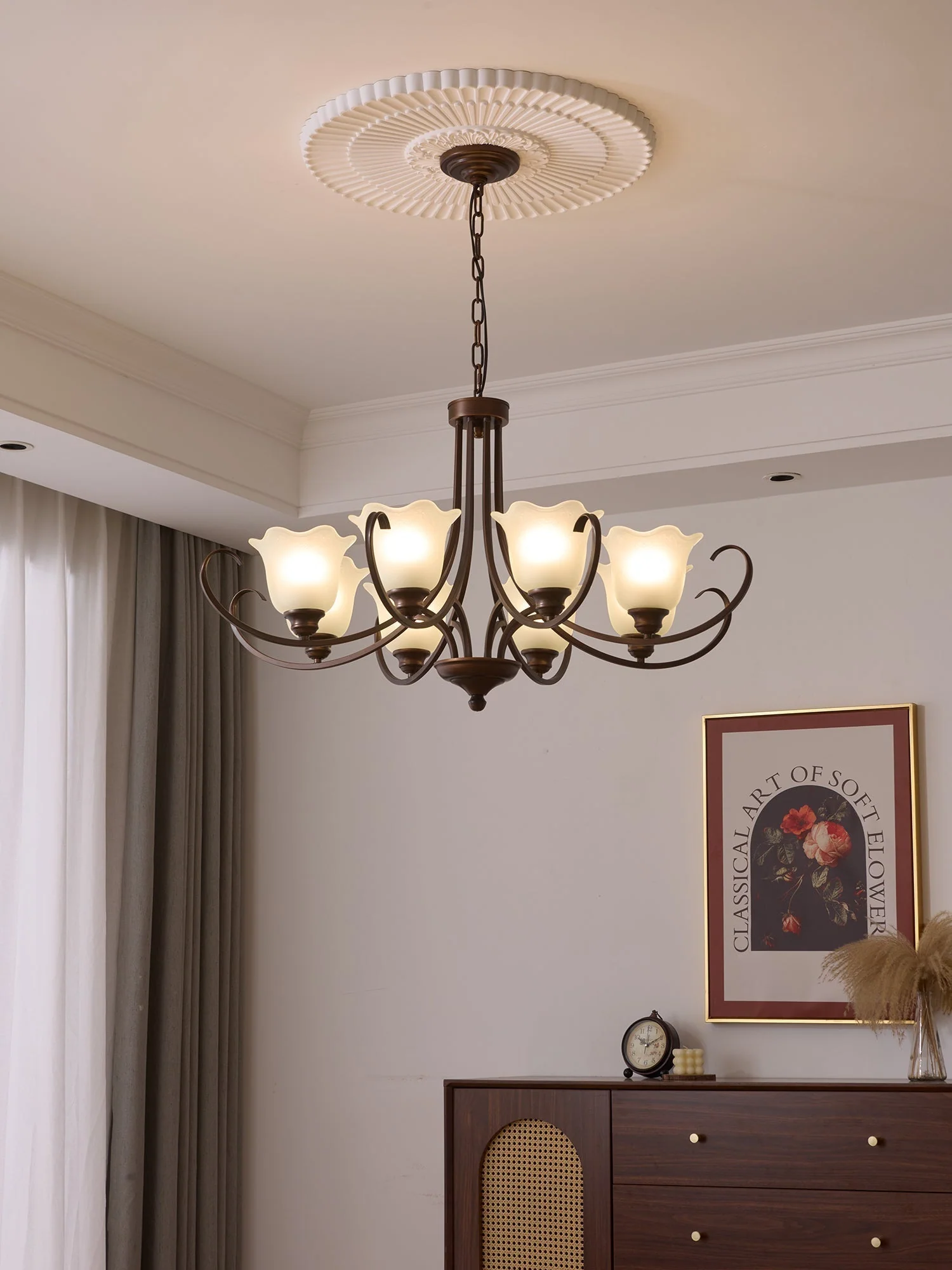 Nydorisra Elegance Vintage Floral Glass Chandelier - Image 17